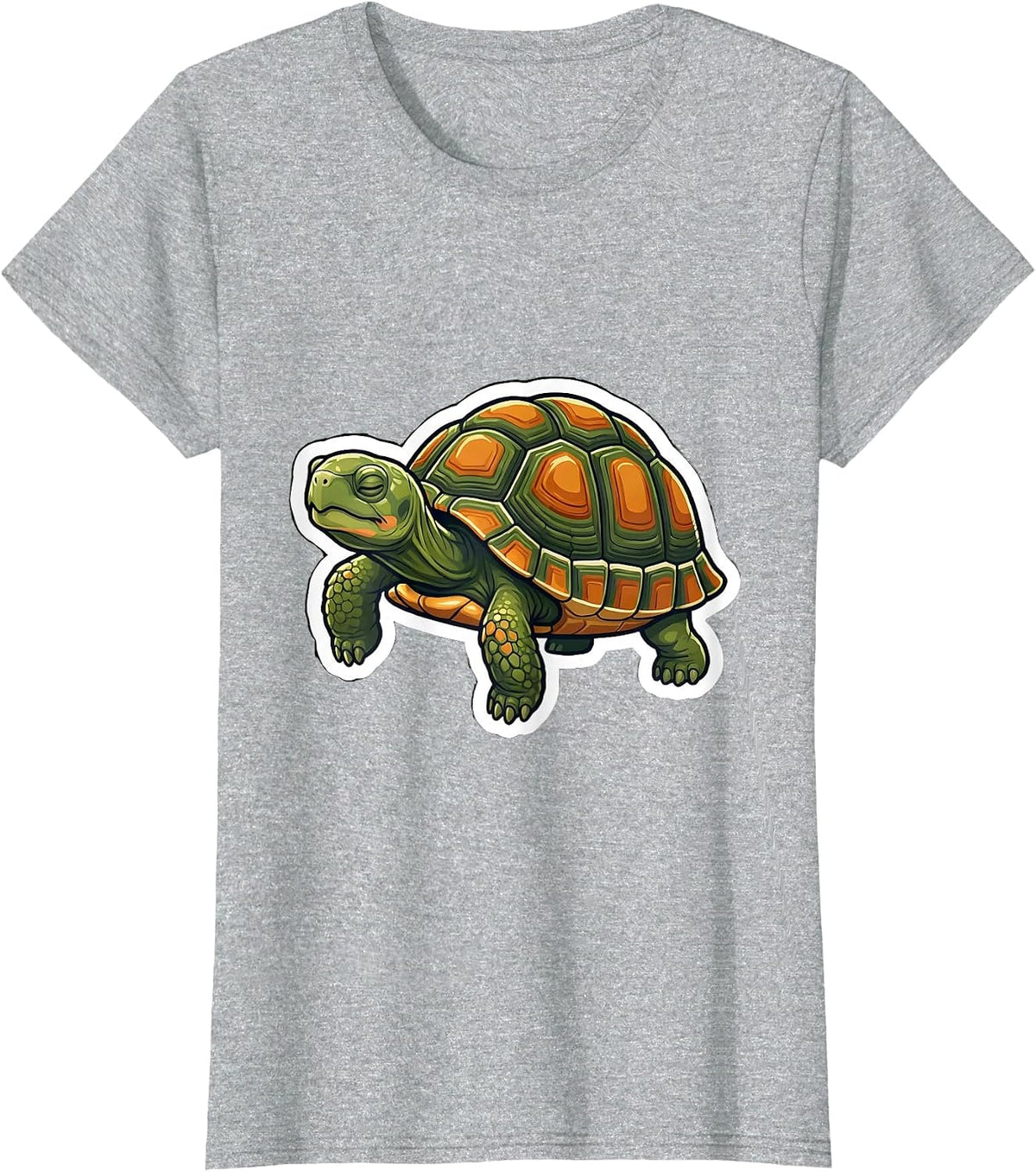 Women's Box Turtle Mid-Stride Sticker Cute Turtle Lover Gift T-Shirt - Heather Grey