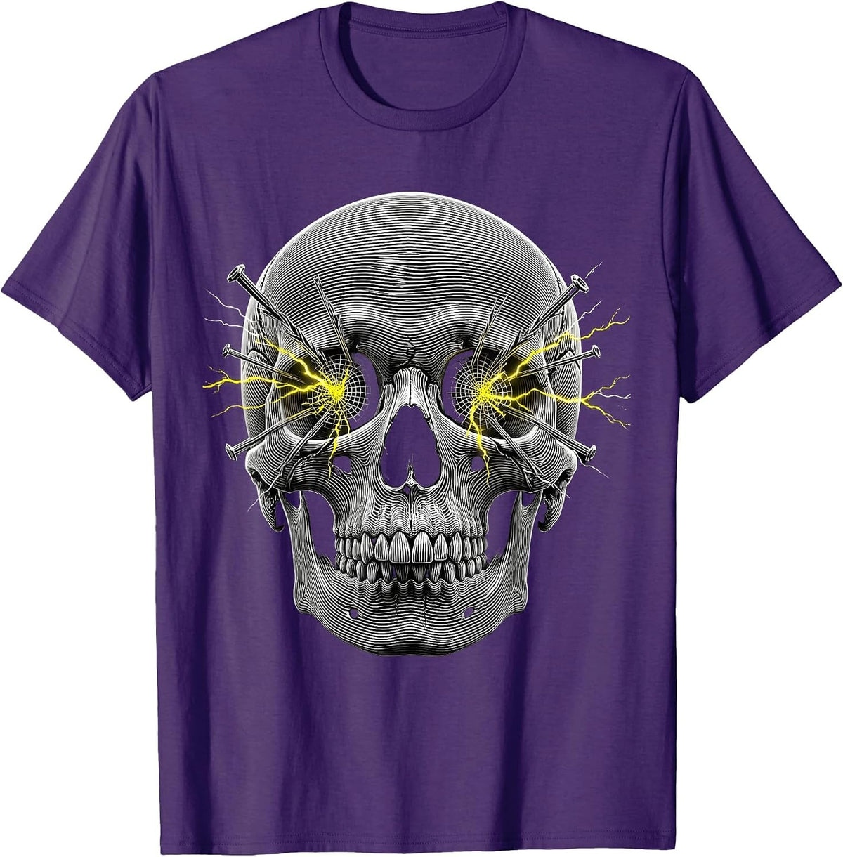 Overstimulated Electric Skull Graphic Design T-Shirt - Purple