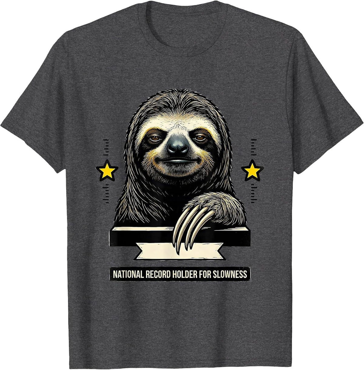 National Record Holder For Slowness Funny Sloth Lover Gift T-Shirt - Dark Heather Grey