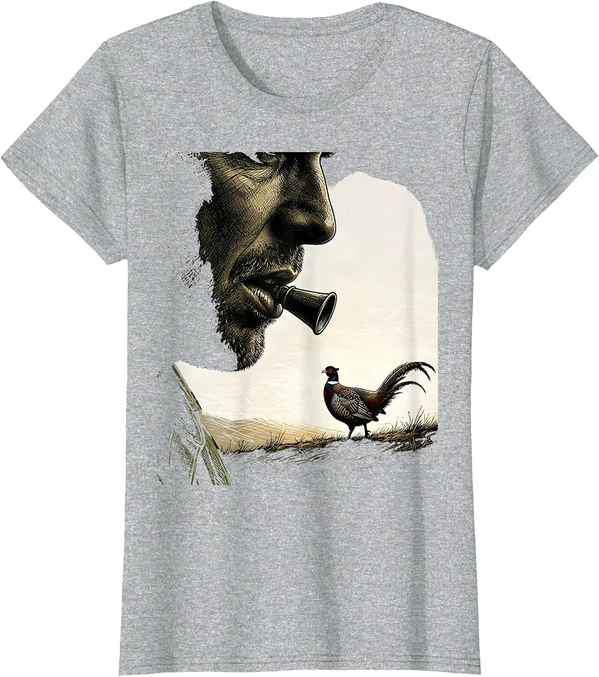 Turkey Hunter Camo Patriotic Turkey Hunting Humor T-Shirt - Heather Grey