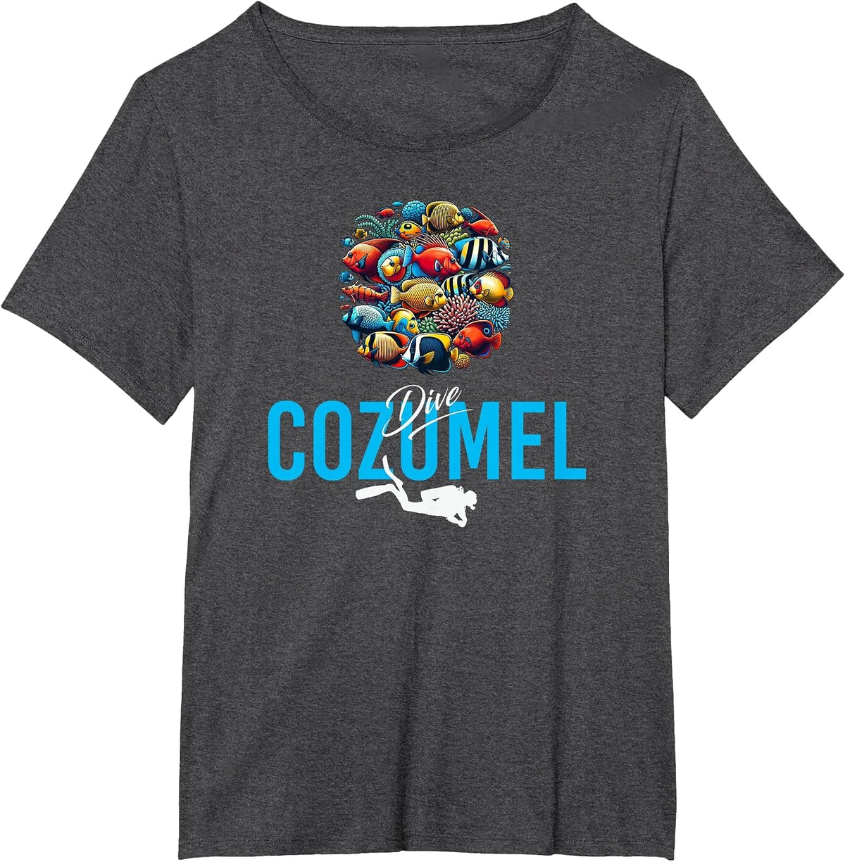 Scuba Dive Cozumel Tropical Fish T-Shirt - Dark Heather Grey