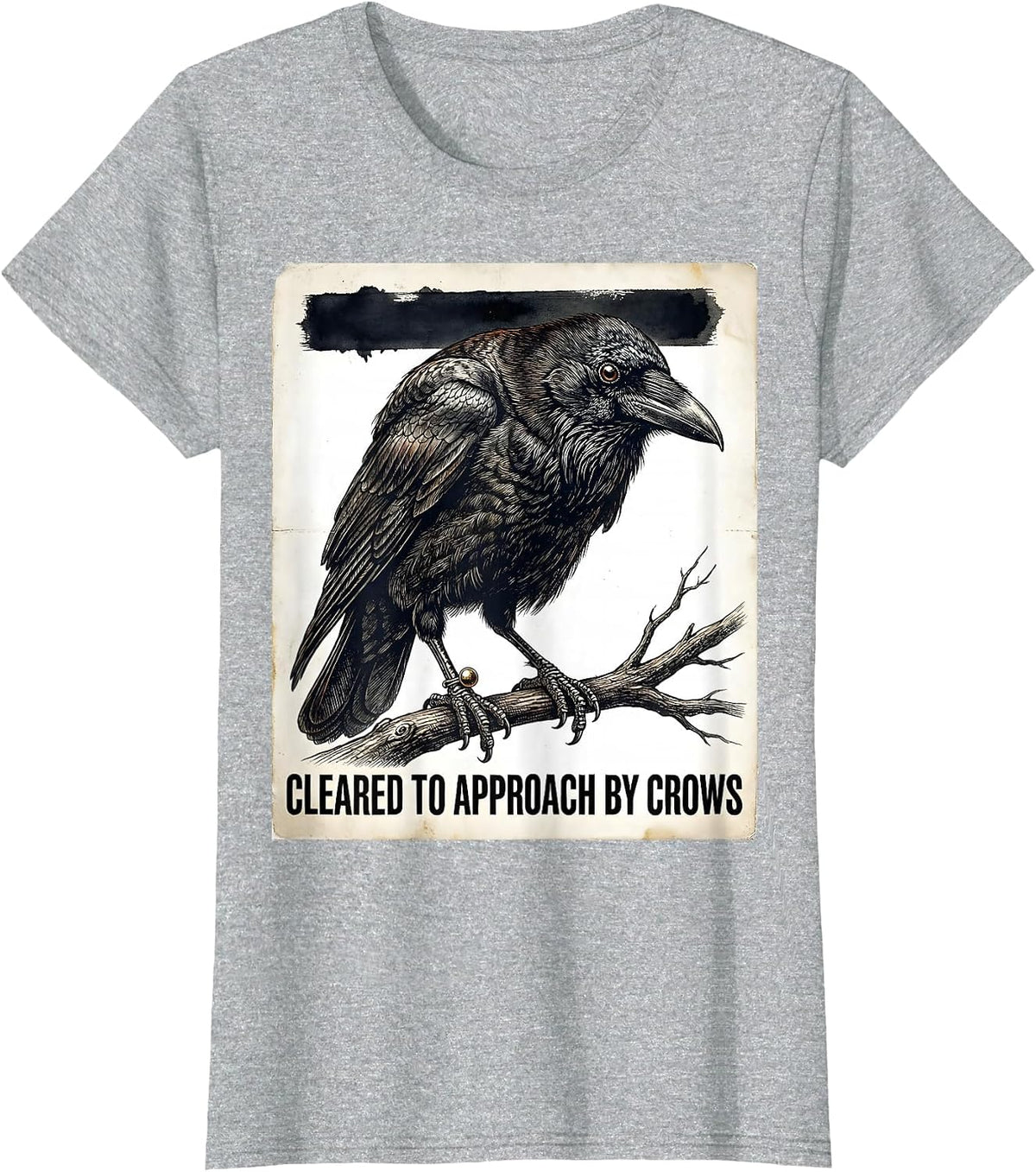 Cleared To Approach By Crows Vintage Dark Humor Crow Lover T-Shirt - Heather Grey