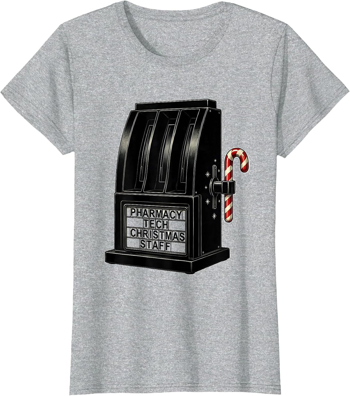 Women's Pharmacy Tech Christmas Staff Funny Squad Holiday Humor T-Shirt - Heather Grey