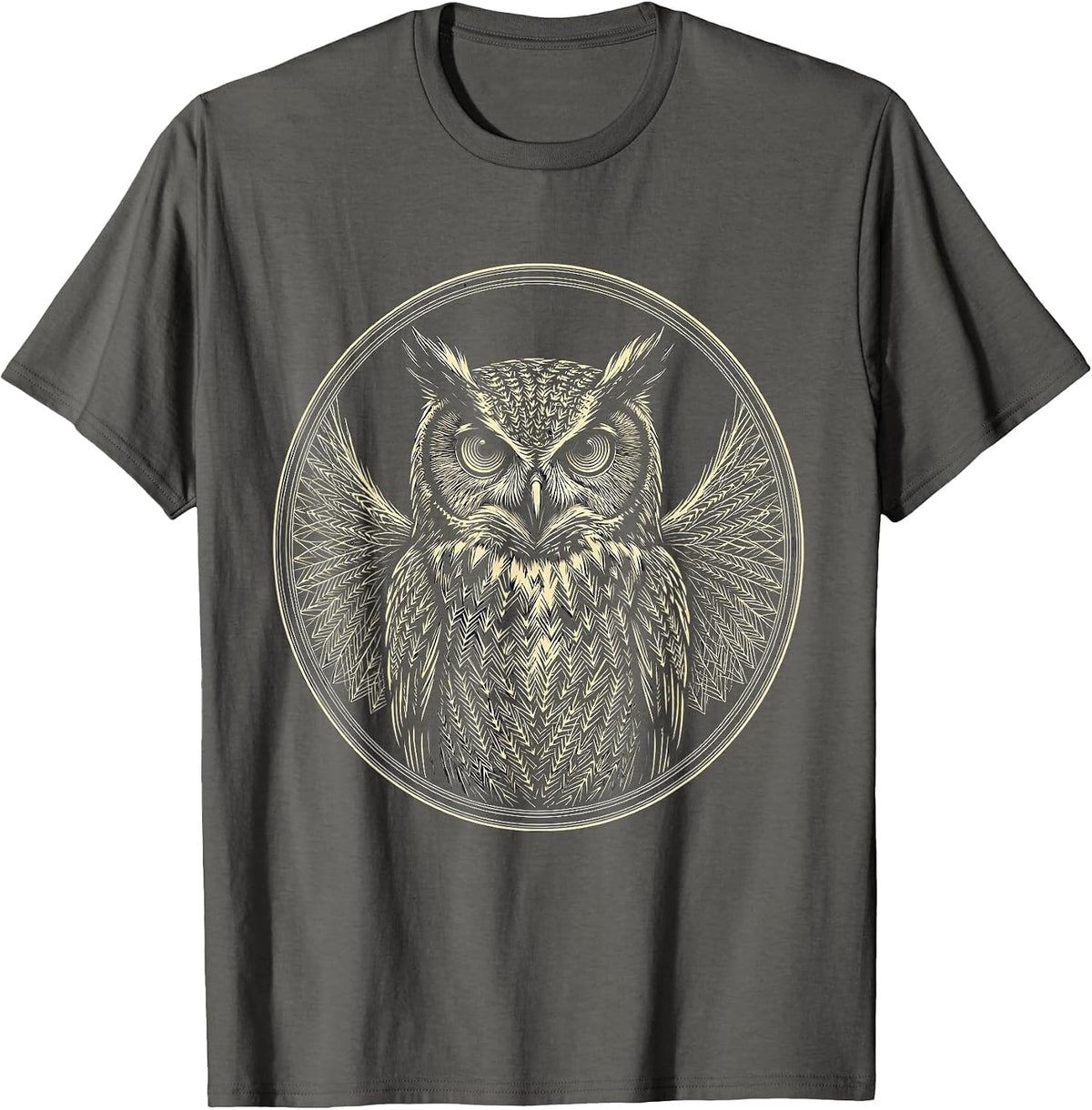Men's Owl Perched on Tangled Arrow Web Graphic T-Shirt - Asphalt Grey