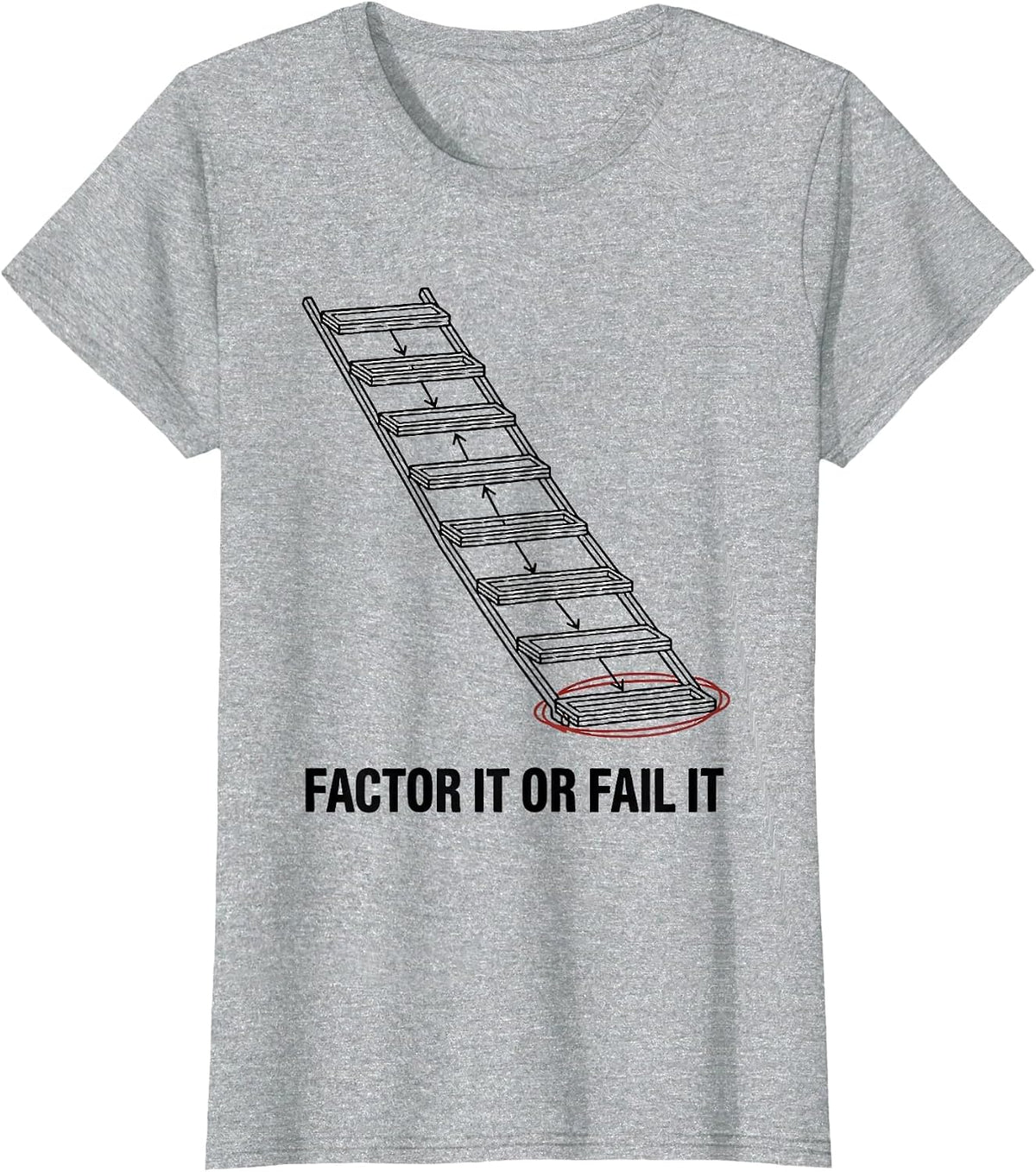 Factor It Or Fail It Funny Math Teacher Sarcastic Humor T-Shirt - Heather Grey