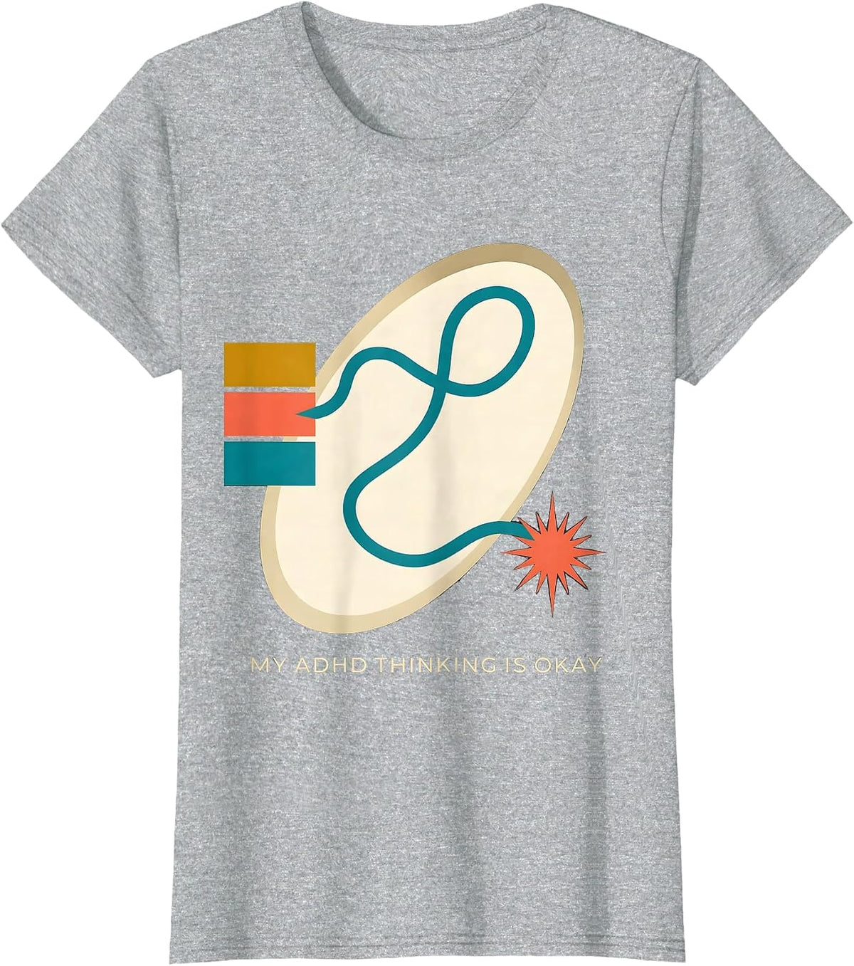 My ADHD Thinking Is Okay Midcentury Modern Neurodiversity T-Shirt - Heather Grey