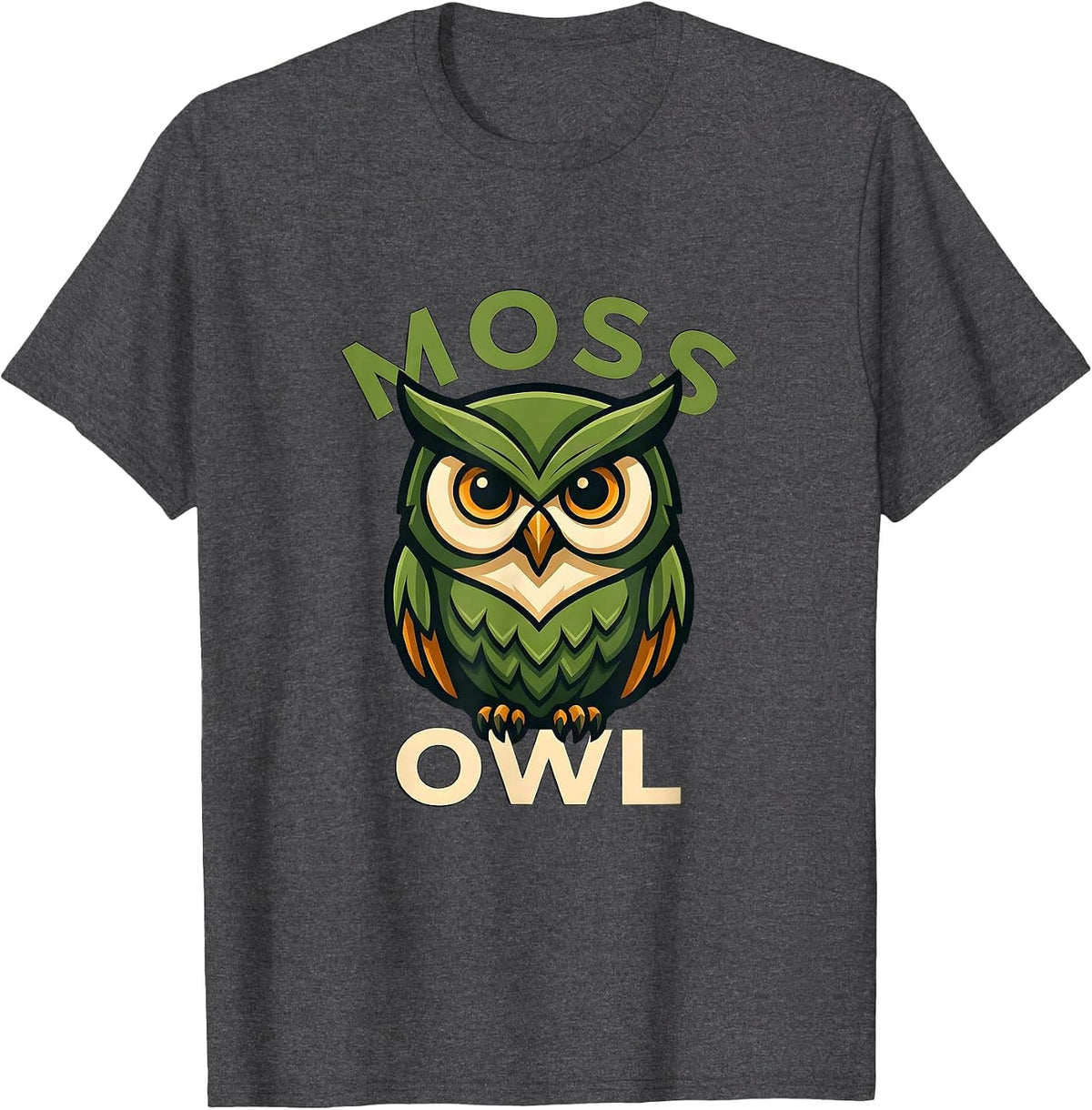 Men's Moss Owl Mascot Logo Cool Graphic Tee Men Women S-6XL T-Shirt - Dark Heather Grey