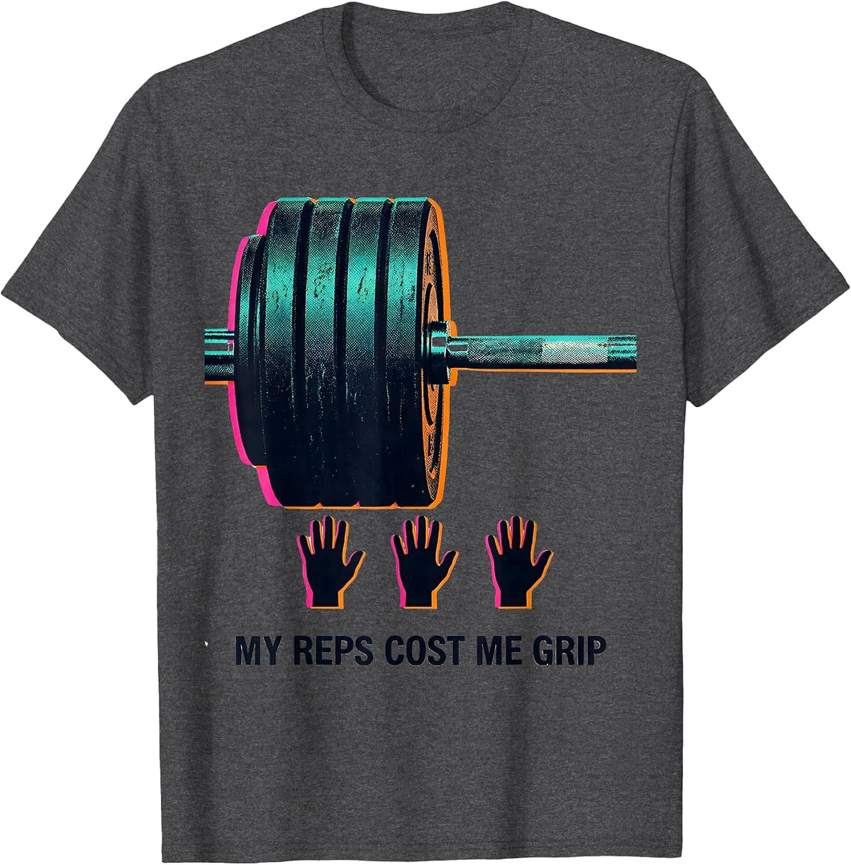 Men's My Reps Cost Me Grip Funny Gym Workout Weightlifting Humor T-Shirt - Dark Heather Grey