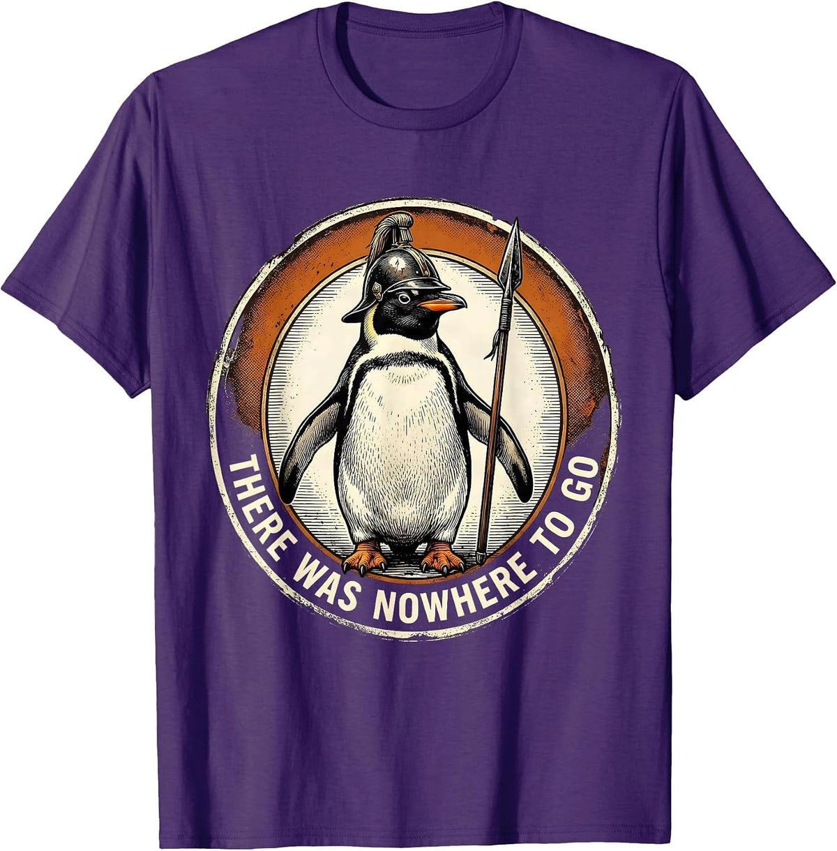 Men's There Was Nowhere To Go Vintage Funny Penguin Martial Arts T-Shirt - Purple