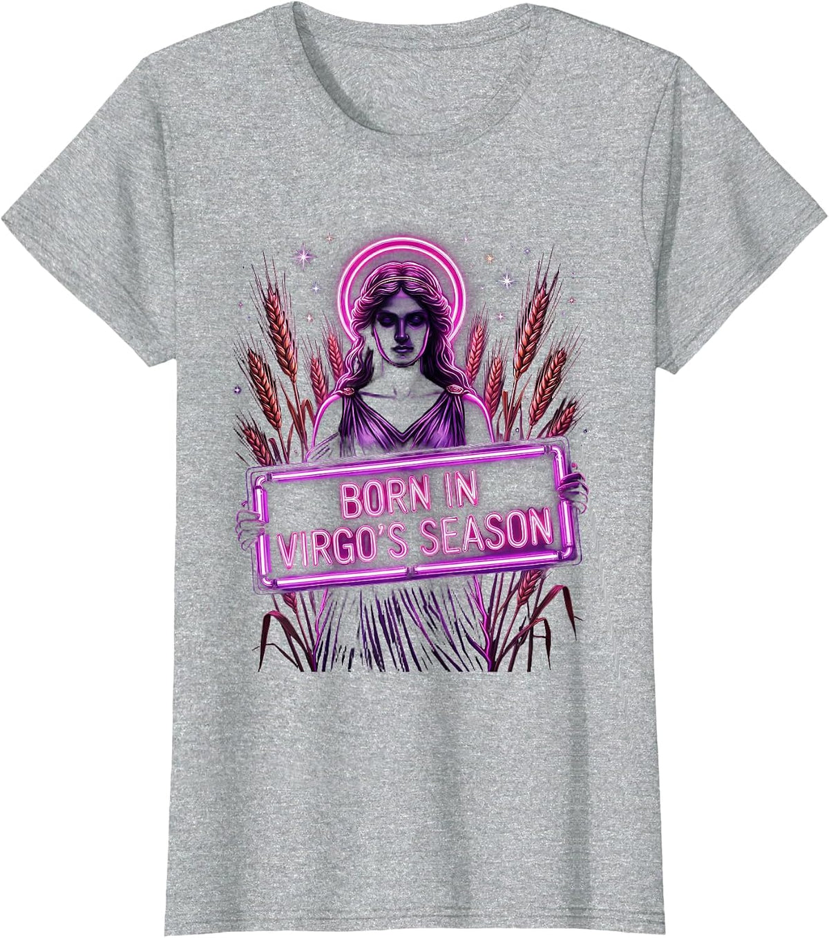 Born in Virgo's Season Astrology Design T-Shirt - Heather Grey