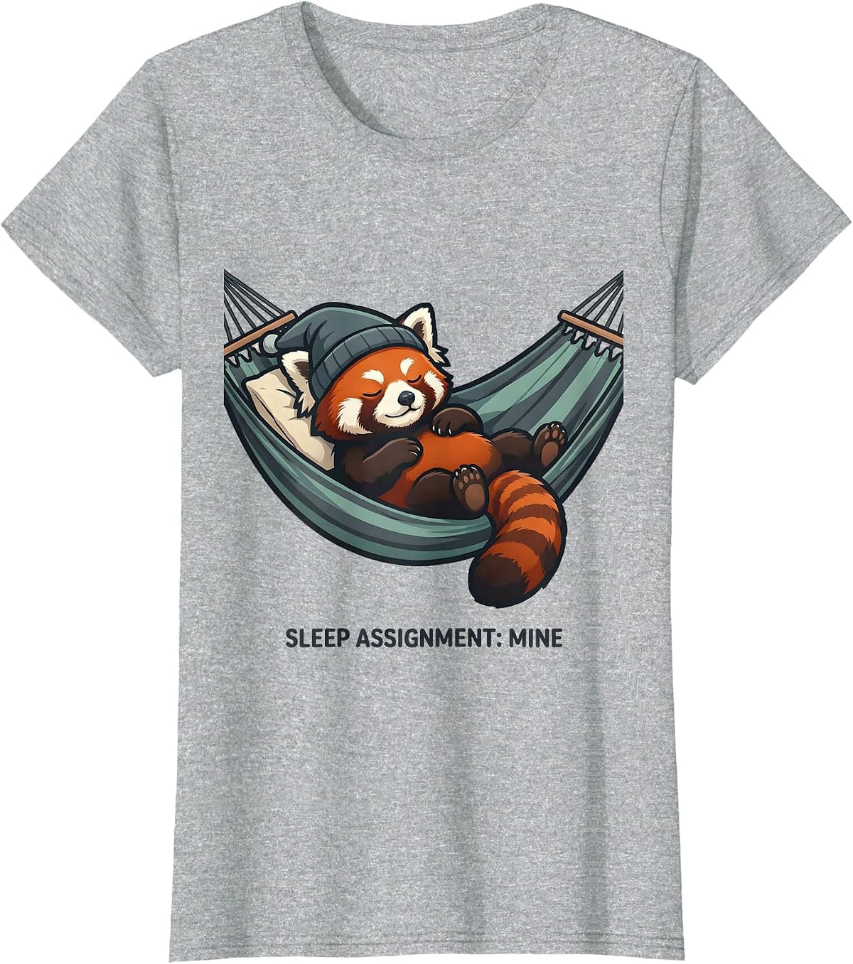 Sleep Assignment: Mine Funny Red Panda Pajama Sleep Lover T-Shirt - Heather Grey