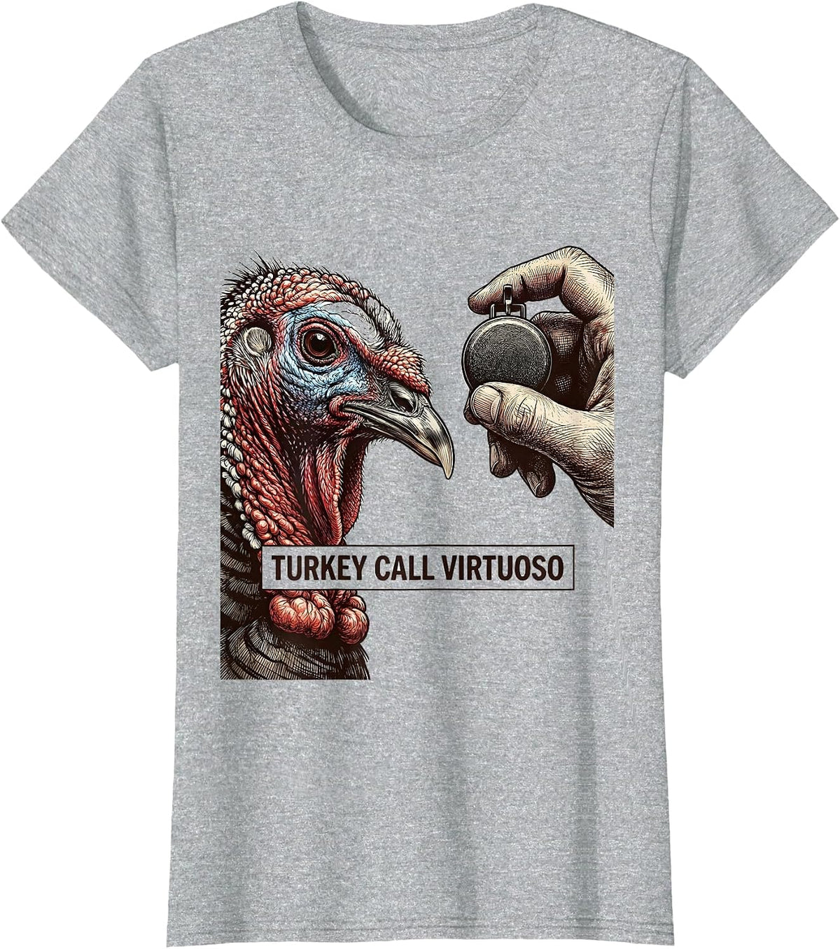 Women's Turkey Call Virtuoso Funny Turkey Hunter Hunting Season Gift T-Shirt - Heather Grey