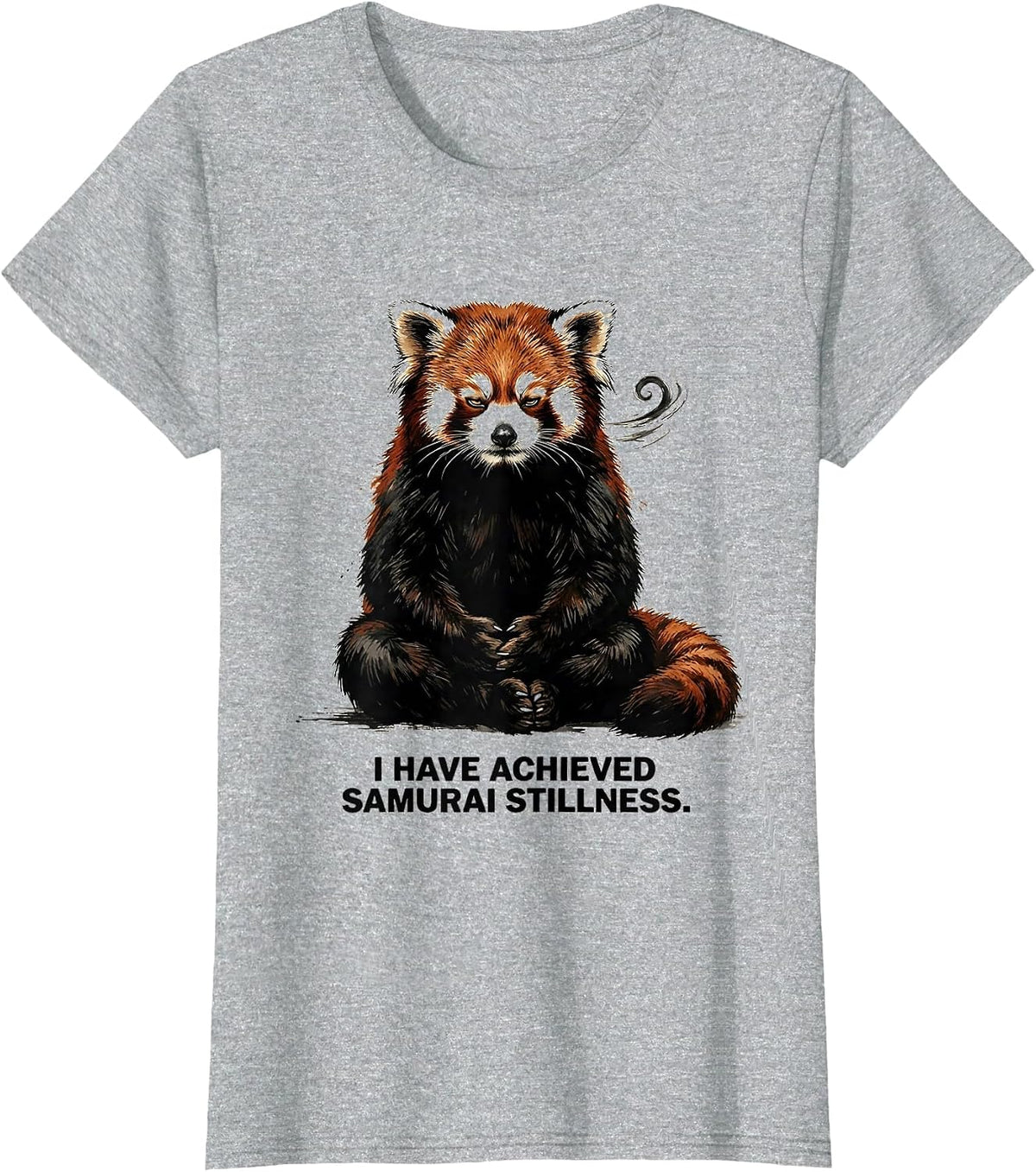 I Have Achieved Samurai Stillness Vintage Anime Red Panda T-Shirt - Heather Grey