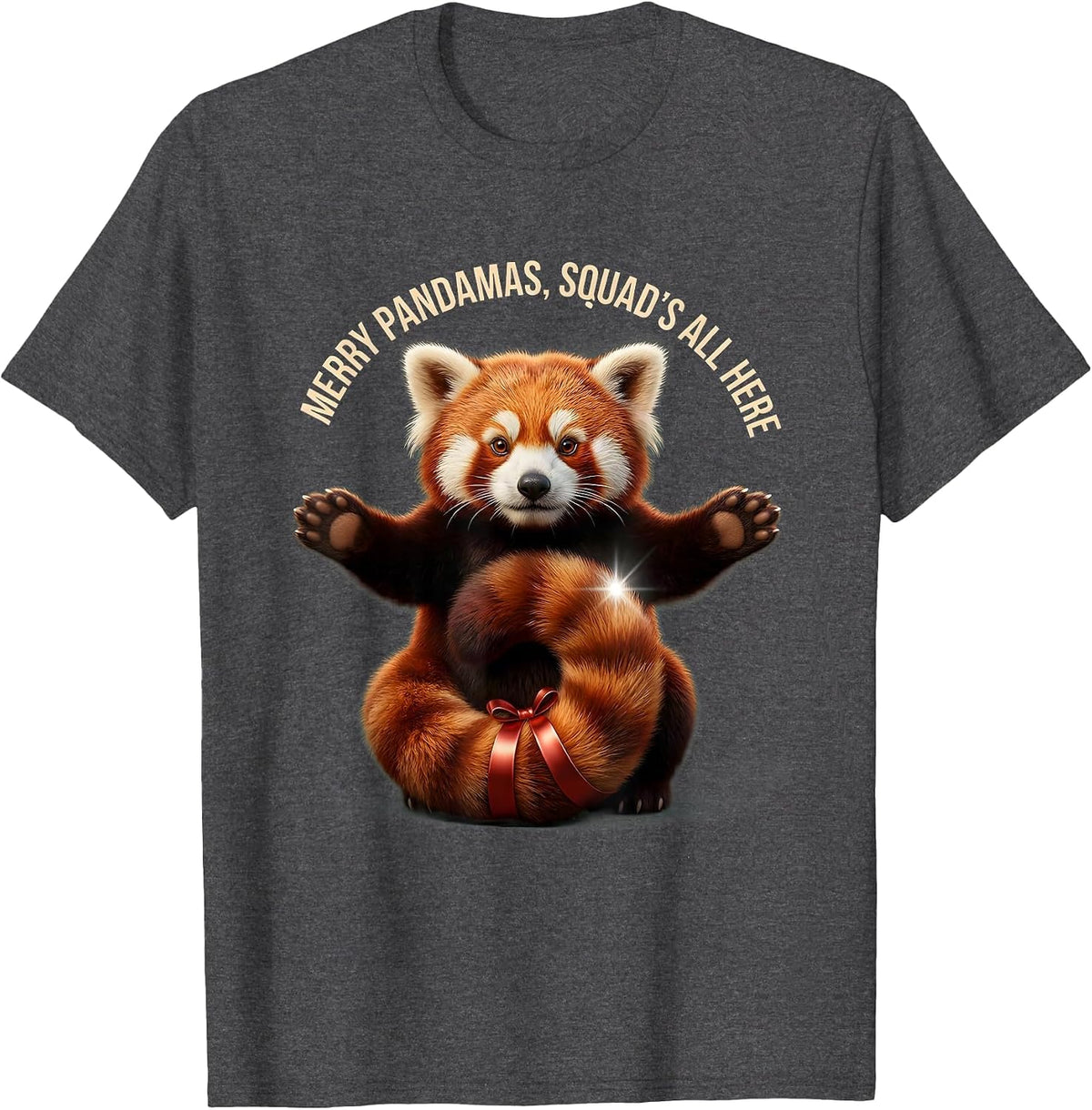 Men's Merry Pandamas Squad's All Here Cute Red Panda Lover Gift T-Shirt - Dark Heather Grey