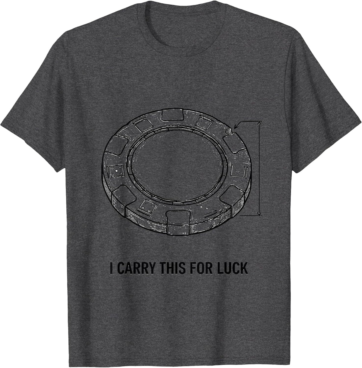 Men's I Carry This For Luck Funny Poker Card Player Casino Gambler T-Shirt - Dark Heather Grey