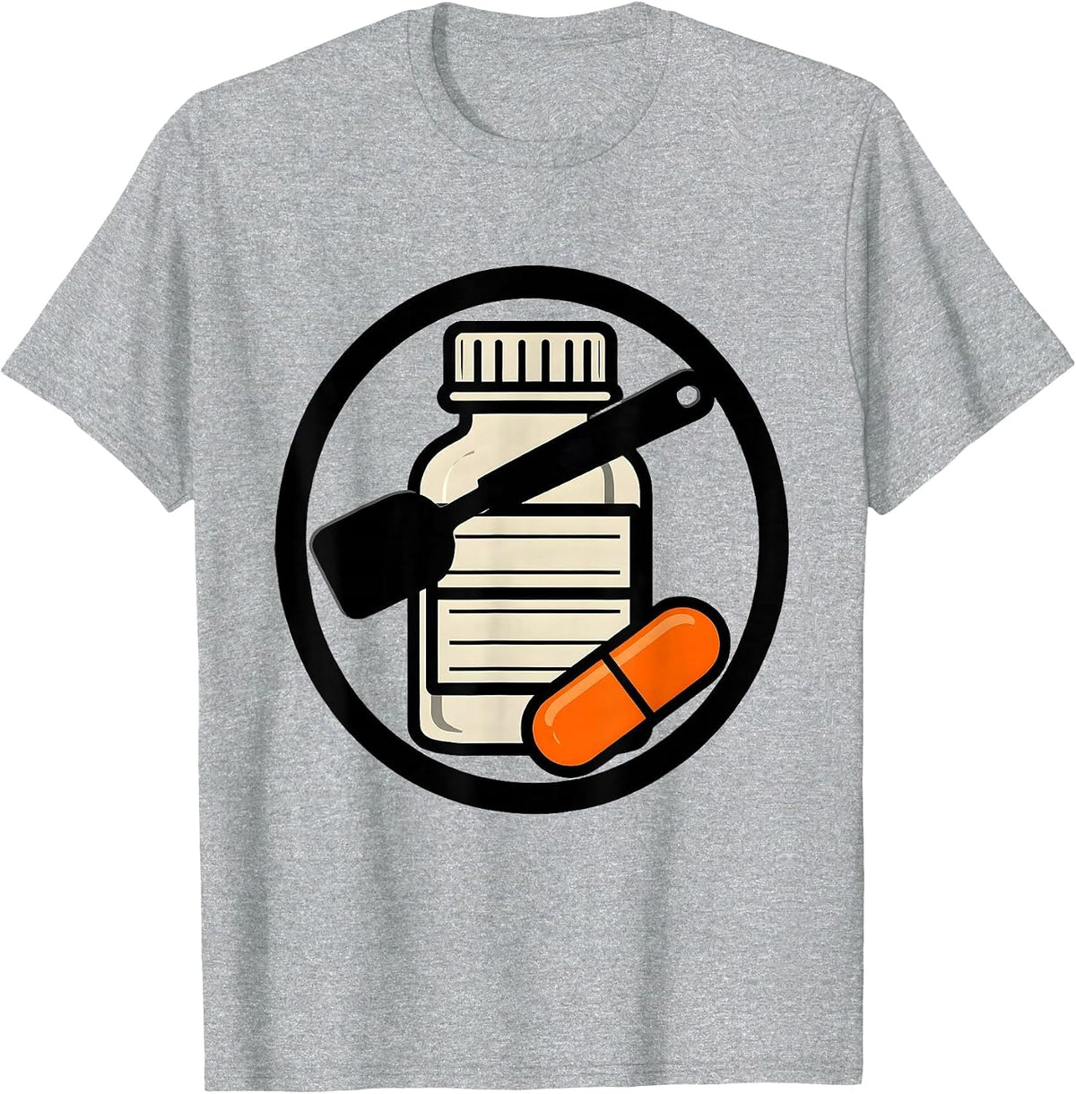 Men's Sealed Pharmacy Badge Prescription Vial Humor T-Shirt - Heather Grey