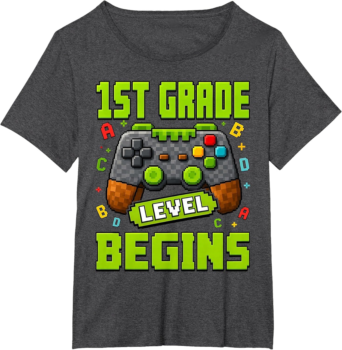Gamer 1st Garde Back to School First Day of First Grade Boys T-Shirt - Dark Heather Grey