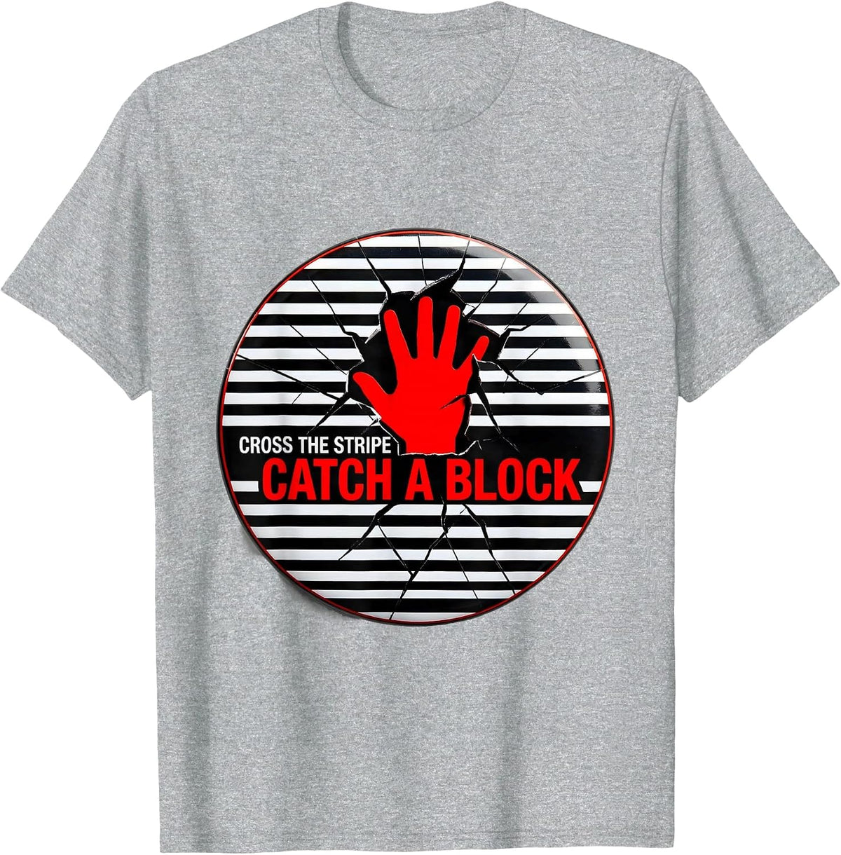 Men's Cross The Stripe Catch A Block Disrupted Stripe Volleyball T-Shirt - Heather Grey