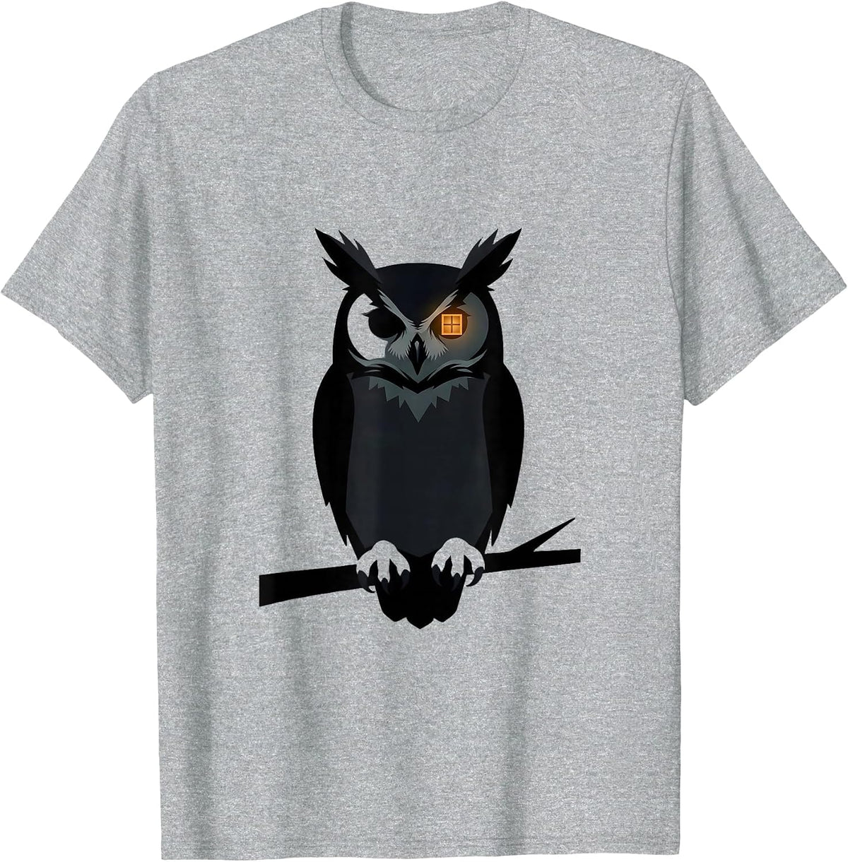Men's Great Horned Owl Silhouette Vintage Bird Lover T-Shirt - Heather Grey