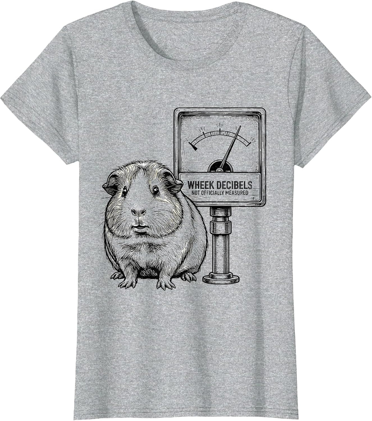Wheek Decibels Not Officially Measured Funny Guinea Pig T-Shirt - Heather Grey