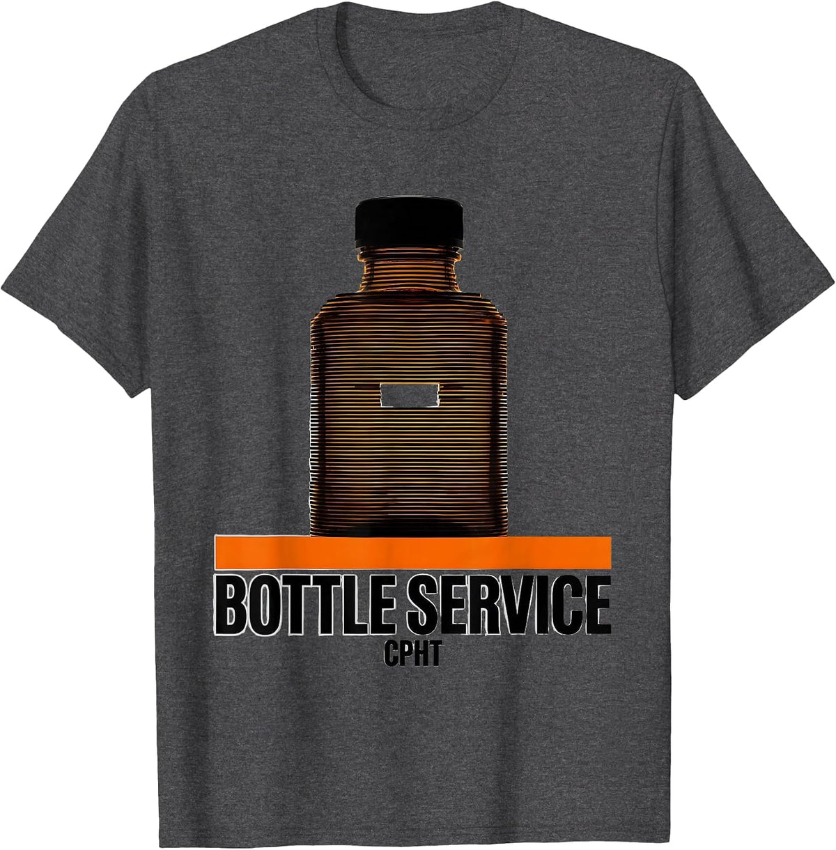 Men's Bottle Service, CPhT Brutalist Pharmacy Tech Humor T-Shirt - Dark Heather Grey