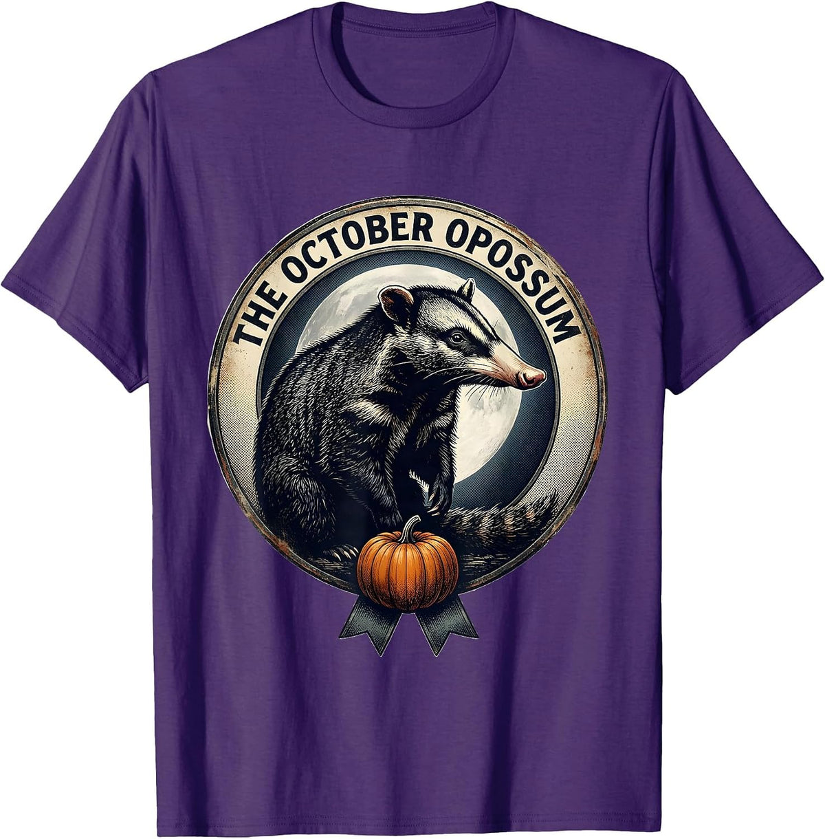 The October Opossum Vintage Opossum Halloween Spooky Moon T-Shirt - Purple