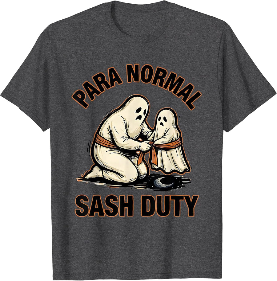 Men's Para Normal Sash Duty Funny Paraprofessional Ghost Halloween T-Shirt - Dark Heather Grey