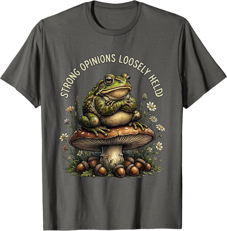 Strong Opinions Loosely Held Novelty Design T-Shirt - Asphalt Grey