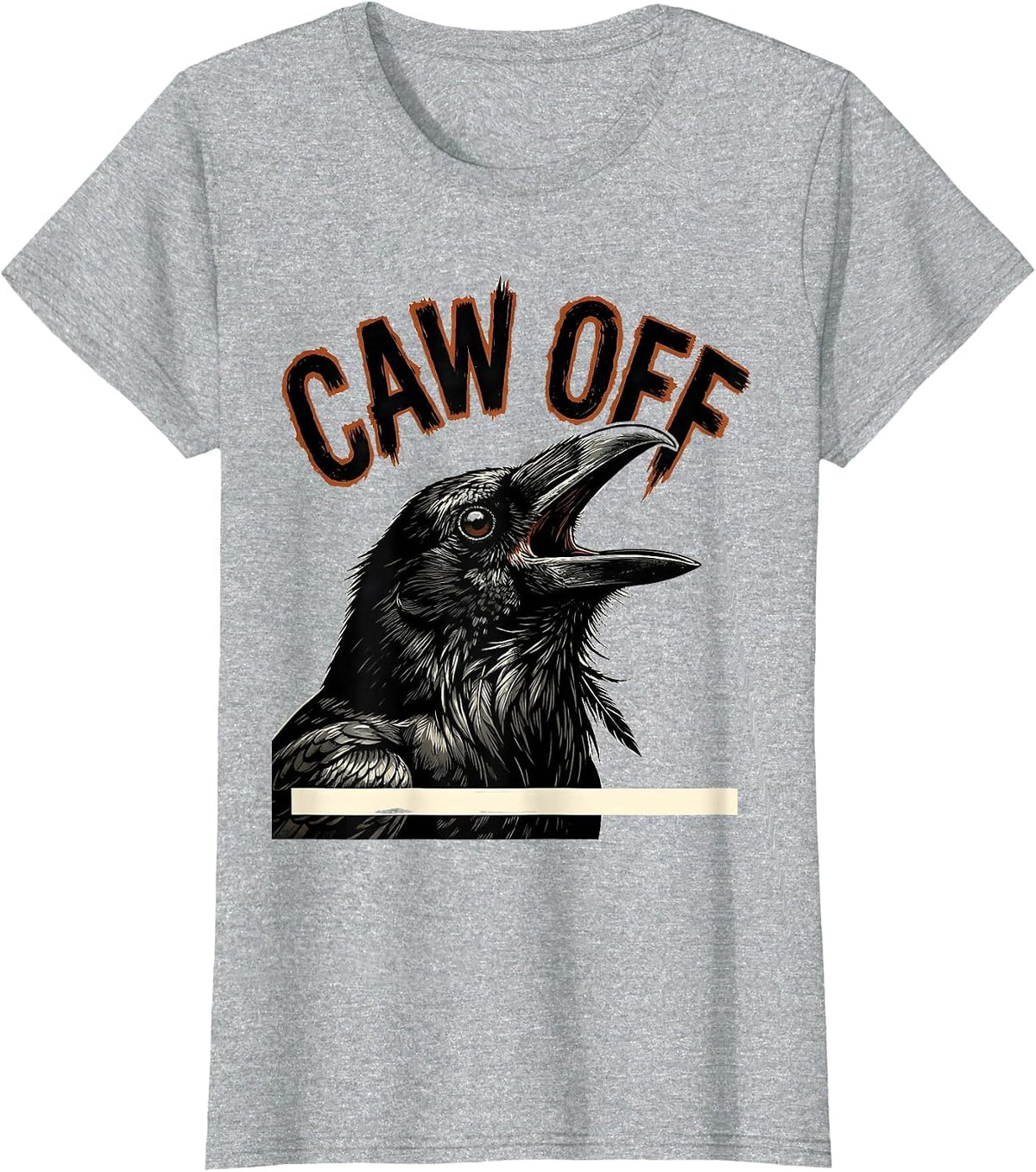 Caw Off Screenprint Poster Dark Humor Crow Lover Gift T-Shirt - Heather Grey