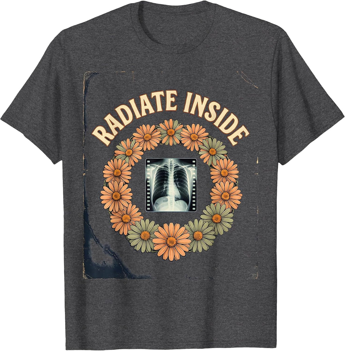 Radiate Inside Vintage Radiology Rad Tech X-Ray Tech T-Shirt - Dark Heather Grey