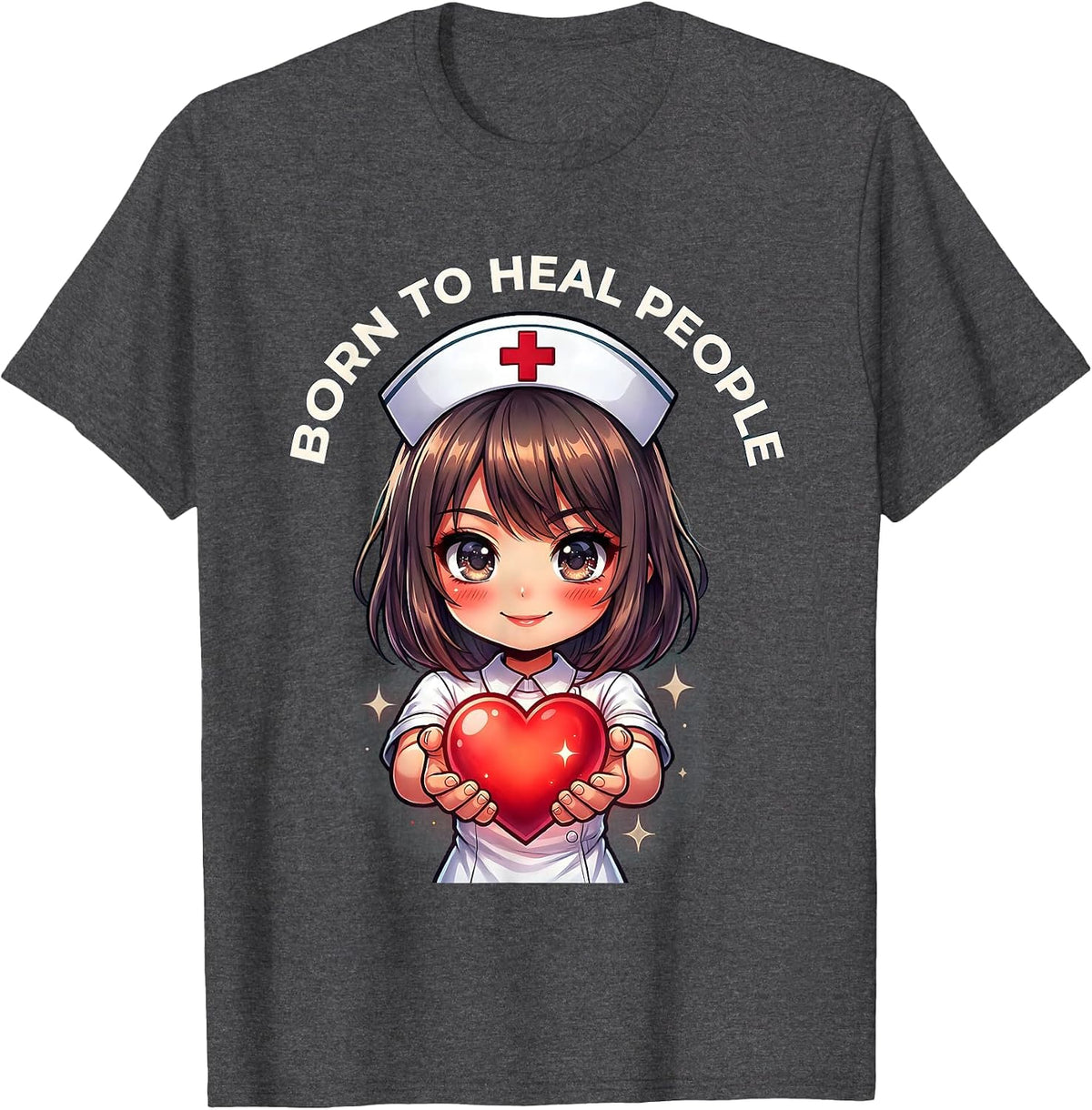 Men's Born to Heal People Nurse Graphic Design T-Shirt - Dark Heather Grey