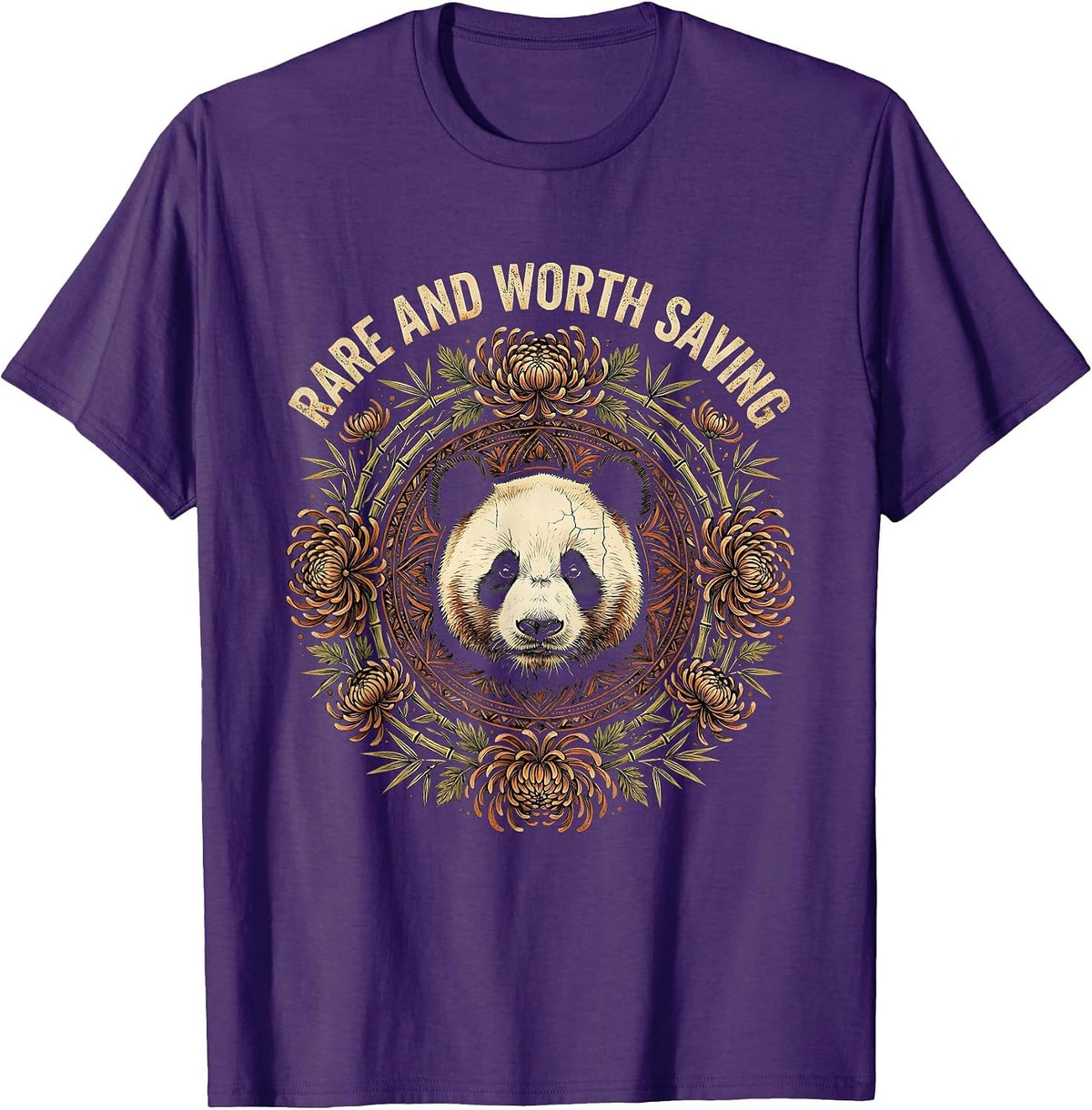 Men's Rare and Worth Saving Panda Conservation Design T-Shirt - Purple