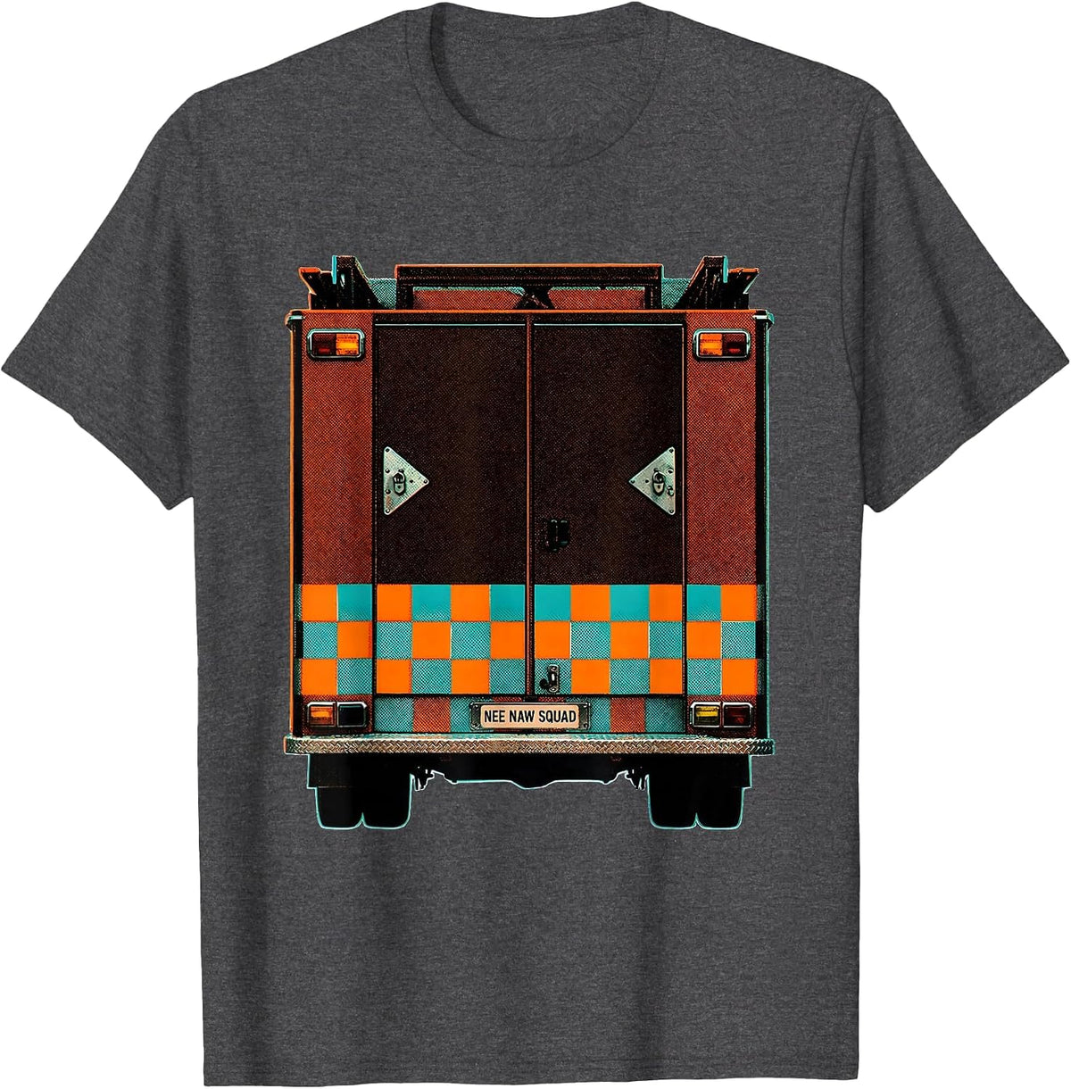 Nee Naw Squad Risograph Firefighter Humor Memorial Tribute T-Shirt - Dark Heather Grey