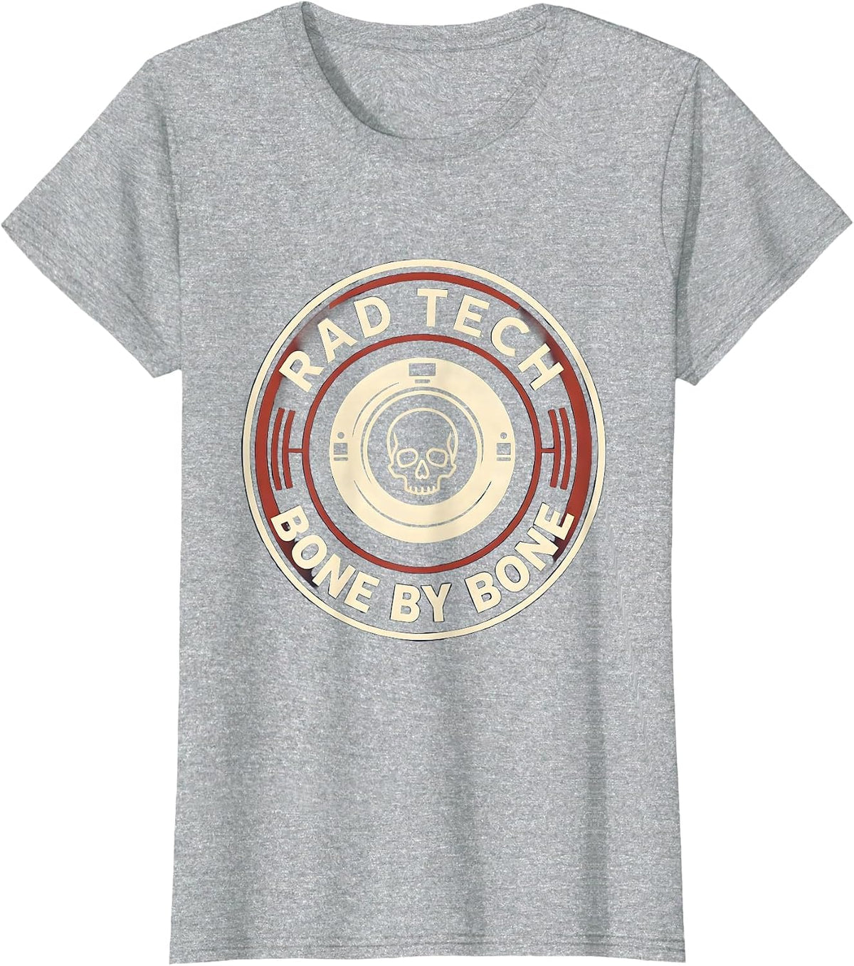 Women's RAD TECH BONE BY BONE Funny Radiology Tech Humor X-Ray CT T-Shirt - Heather Grey