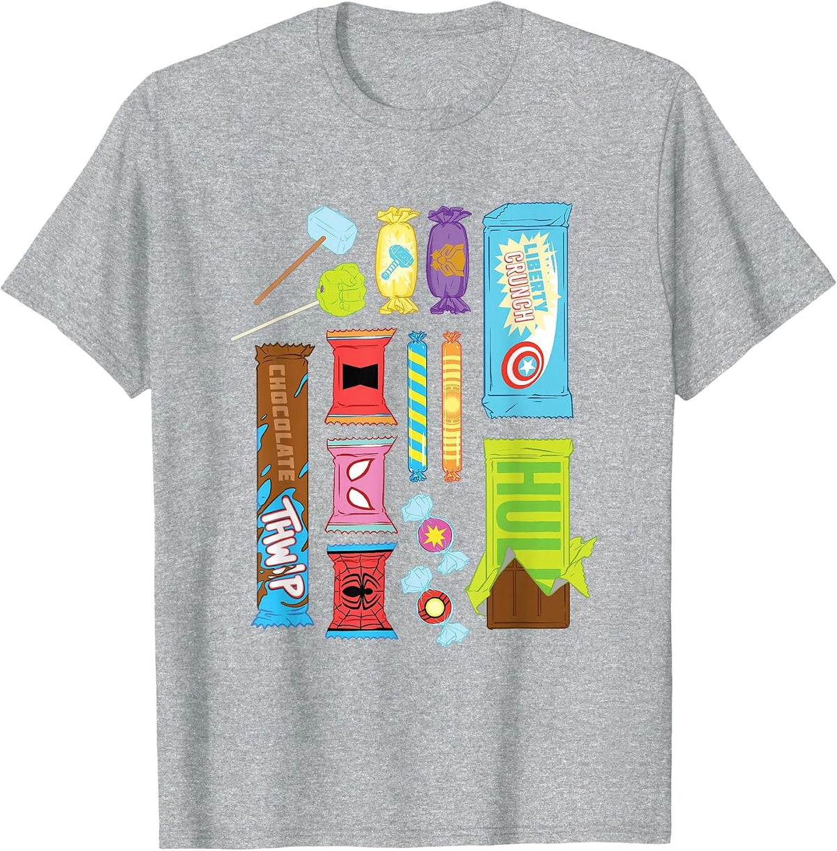 Marvel Classic Halloween Super Hero Candy Assortment Retro T-Shirt - Heather Grey
