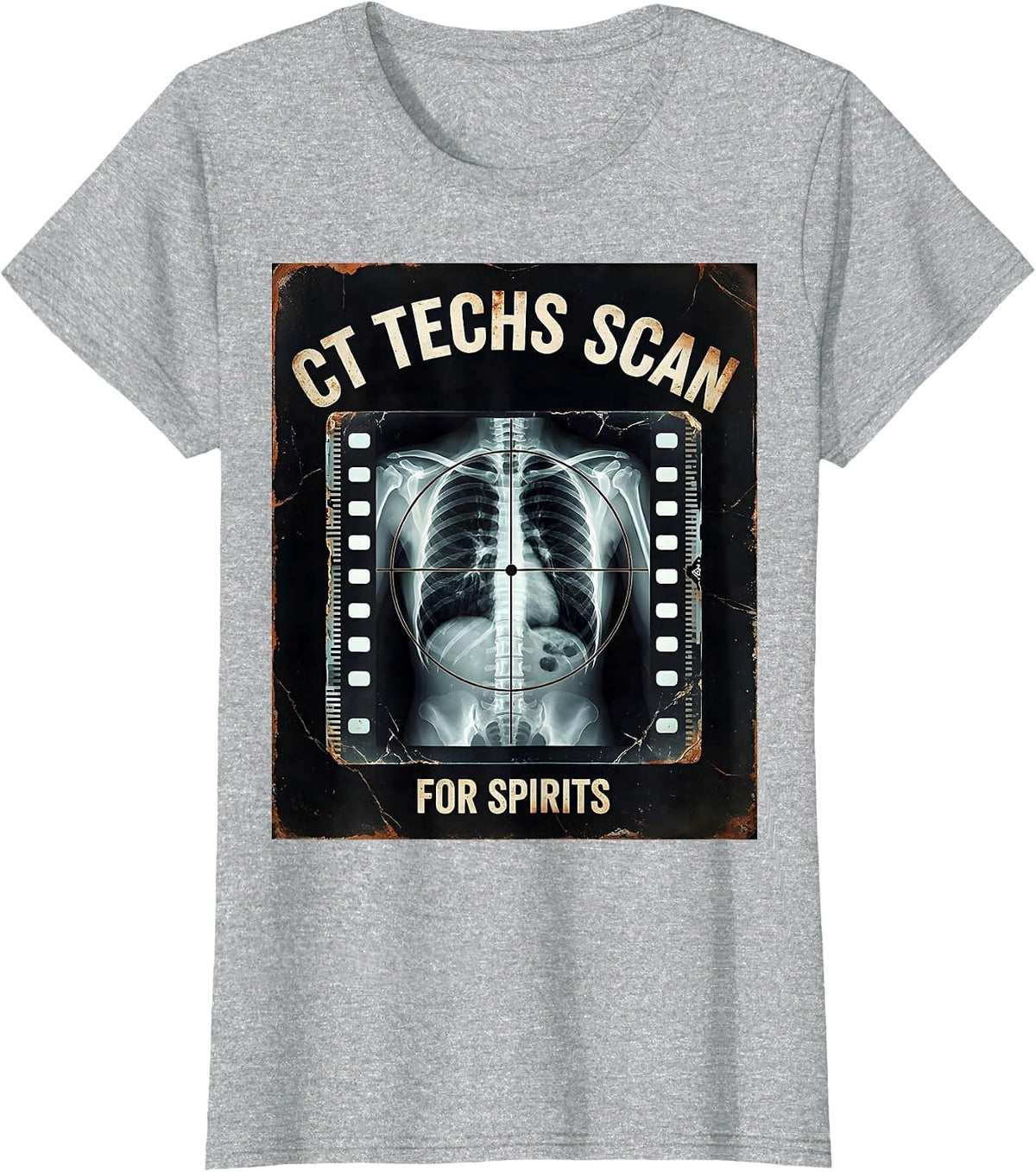 Women's CT Techs Scan For Spirits Distressed Radiology Halloween T-Shirt - Heather Grey