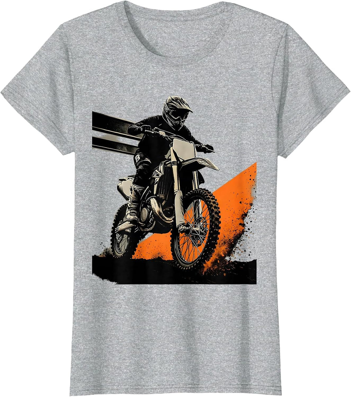 Motocross Rider Dirt Bike Starting Gate Biker T-Shirt - Heather Grey