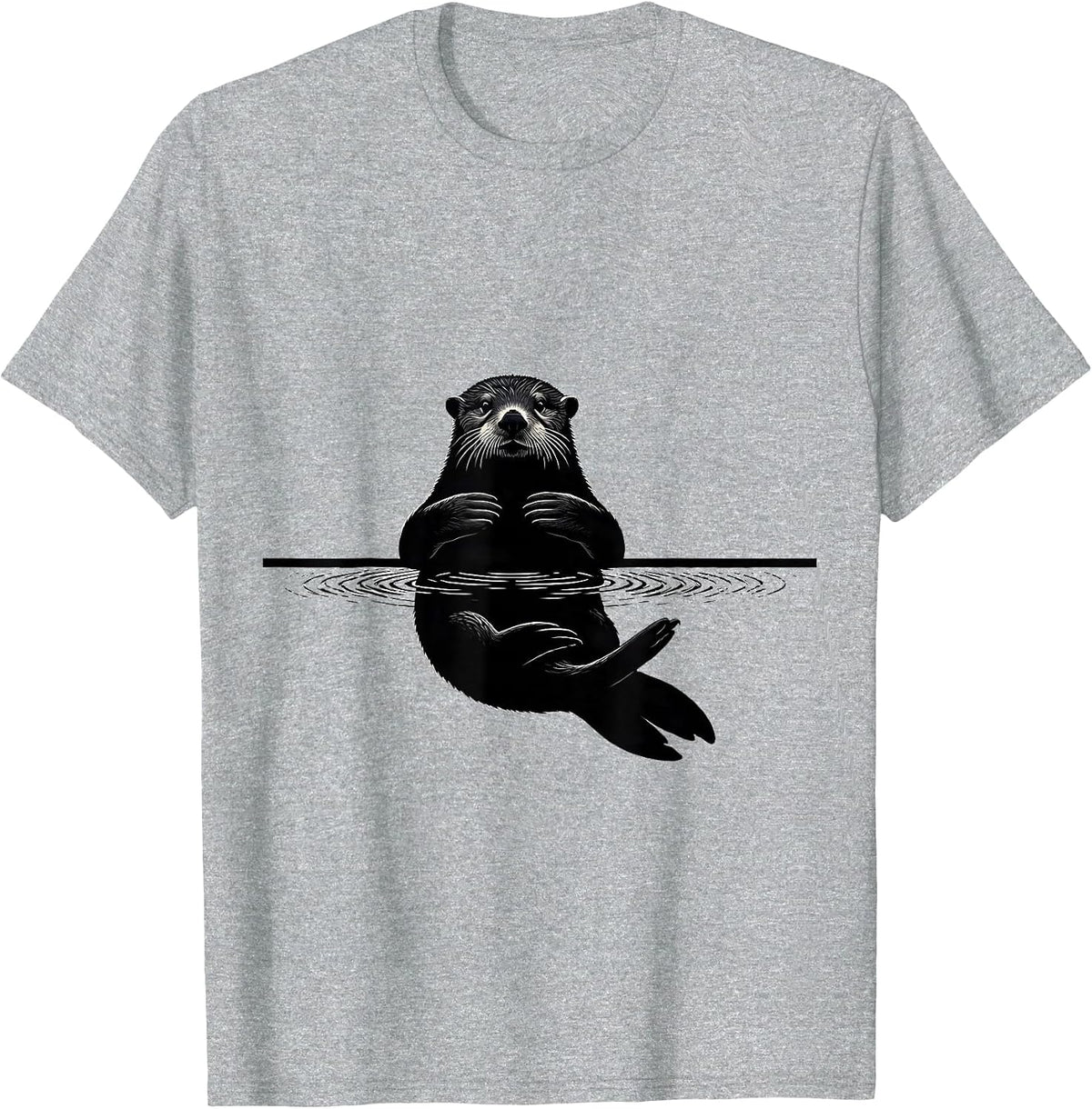 Men's Sea Otter Silhouette Funny Otter Lover Humor T-Shirt - Heather Grey
