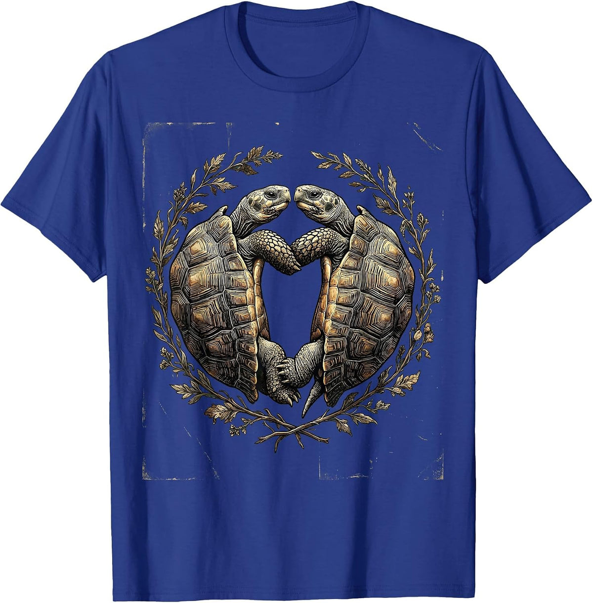 Two Turtles Heart Shell Love Graphic T-Shirt - Royal Blue