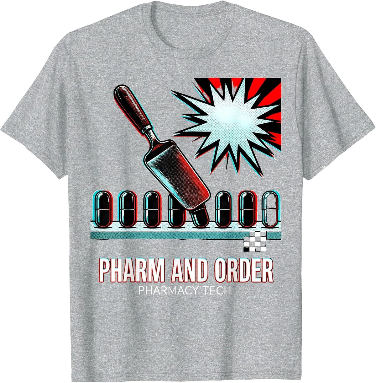 Men's Pharm And Order Pharmacy Tech Pop Art Funny Halloween T-Shirt - Heather Grey