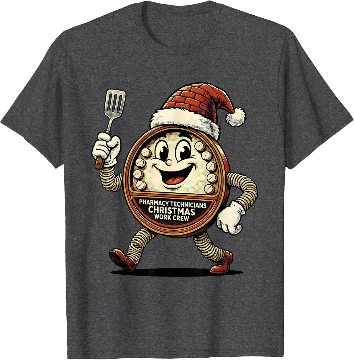 Men's Pharmacy Technicians Christmas Work Crew Funny T-Shirt - Dark Heather Grey