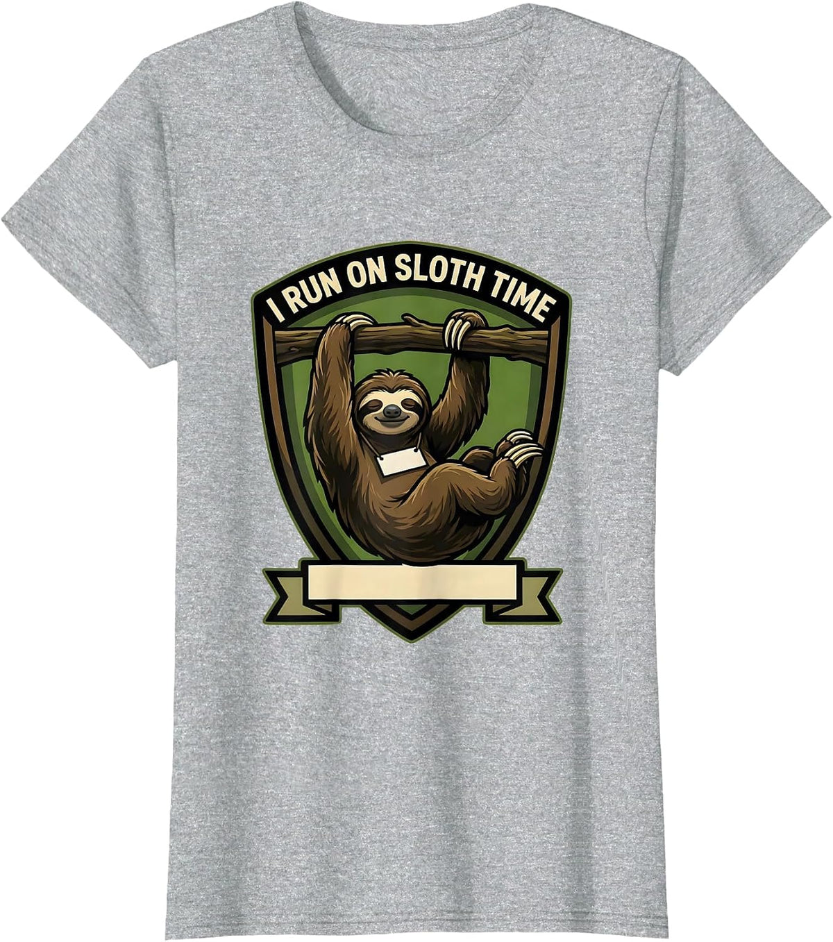 Women's I Run On Sloth Time Funny Sloth Lover Animal Humor T-Shirt - Heather Grey