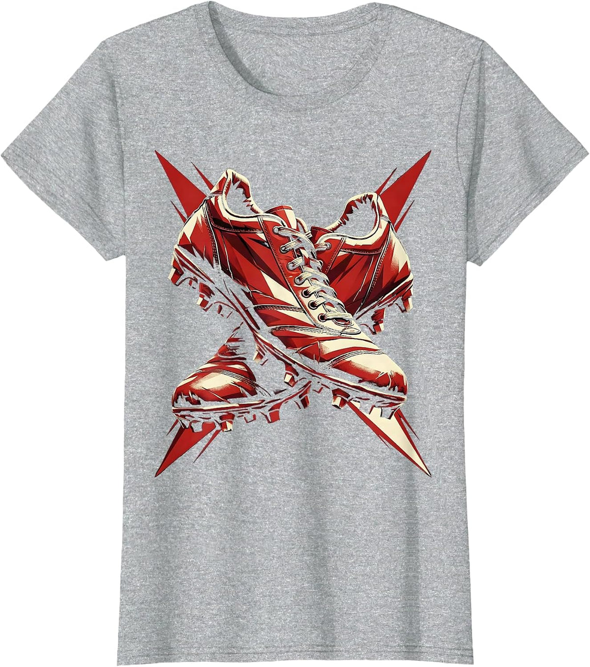 Weathered Rugby Boots Crossed Illustration T-Shirt - Heather Grey