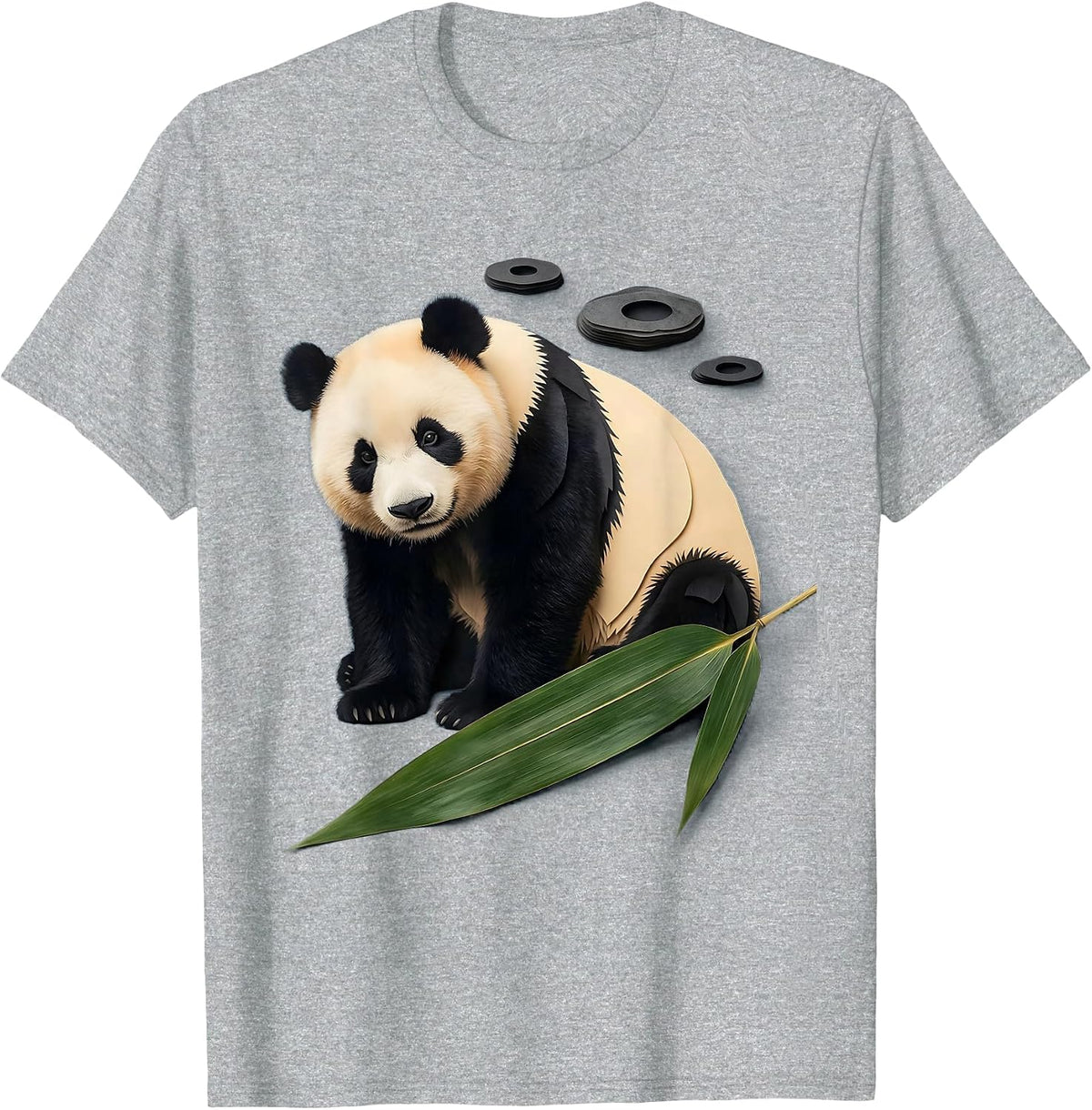 Men's Panda Paper Cutout Cute Kawaii Animal Lover Humor T-Shirt - Heather Grey