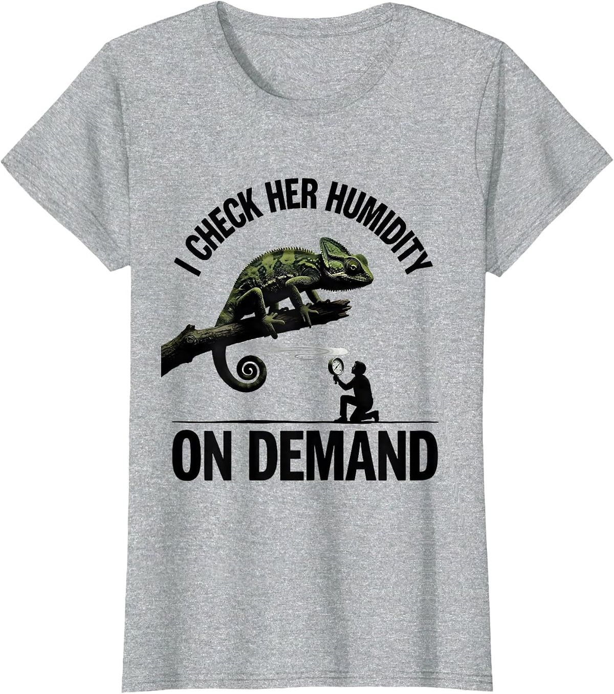 Women's I Check Her Humidity On Demand Funny Reptile Lover Gecko T-Shirt - Heather Grey