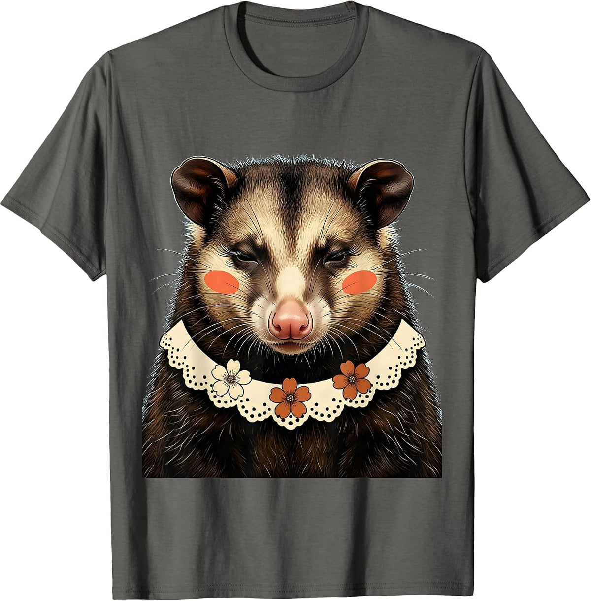 Cute Opossum Retro Halloween Animal Lover Autumn T-Shirt - Asphalt Grey