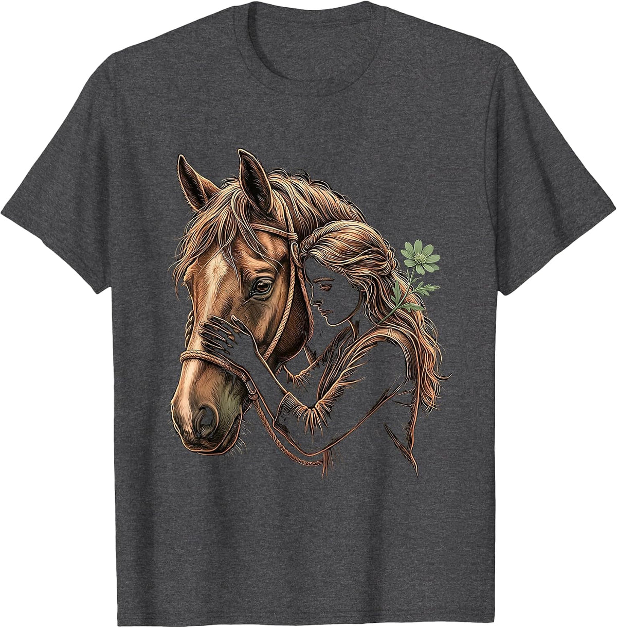 Young Rider Horse Lover Boho Western Cowgirl T-Shirt - Dark Heather Grey