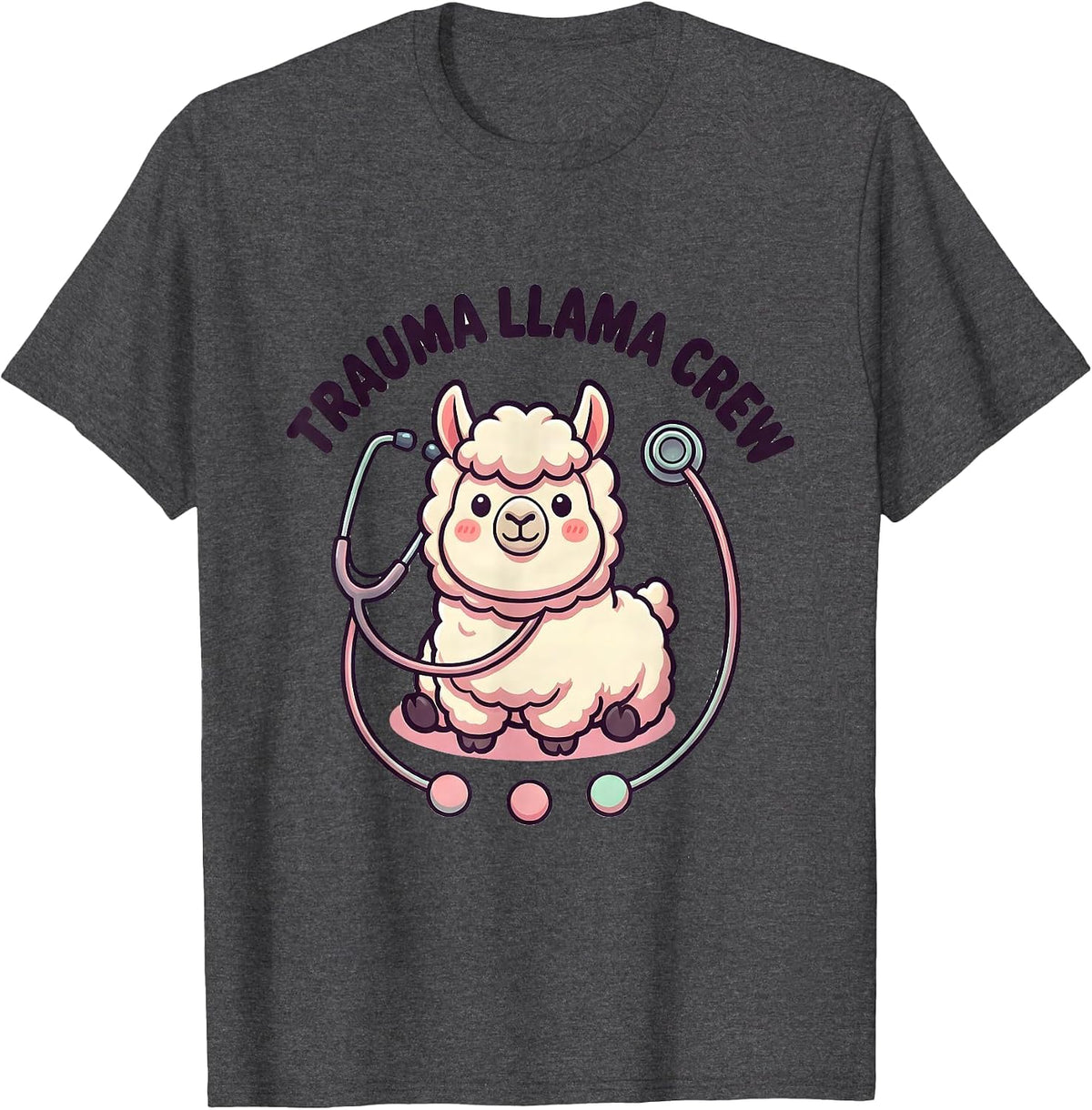 Trauma Llama Crew Funny Llama Lover Yoga Paramedic T-Shirt - Dark Heather Grey