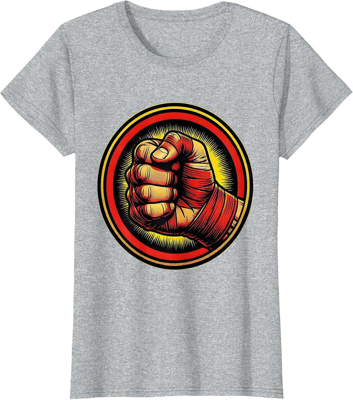 Boxing Taped Hands Close-Up Graphic Tee T-Shirt - Heather Grey
