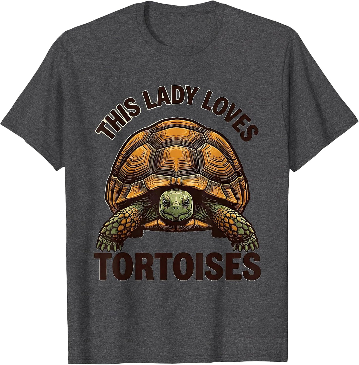 Men's This Lady Loves Tortoises Funny Reptile Lover Screenprint T-Shirt - Dark Heather Grey